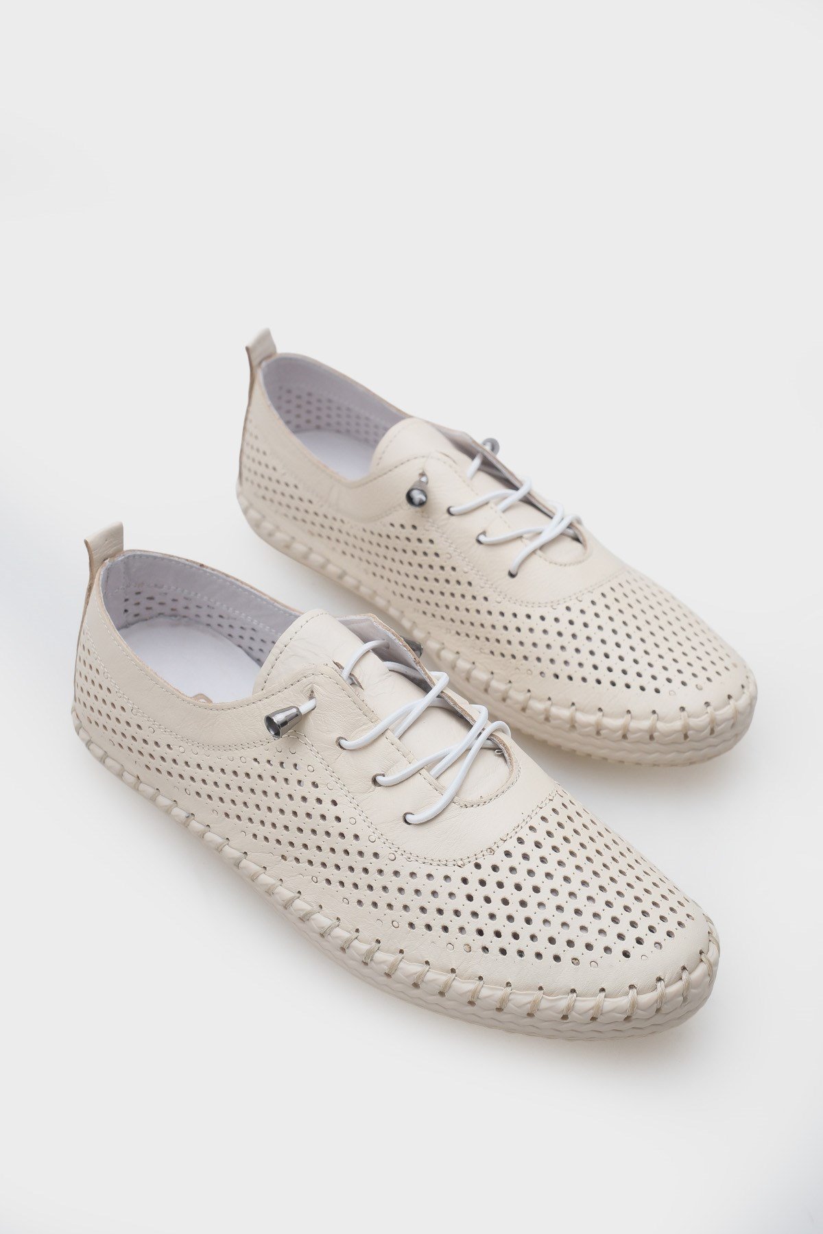 Capone Rubia Genuine Leather Soft Comfort Sole Women Beige Ballet Flat