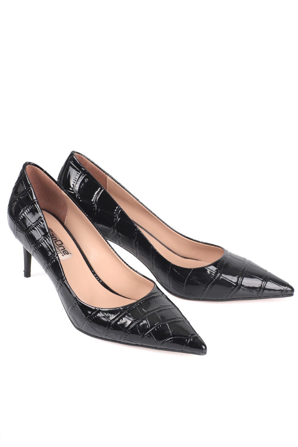 Capone Scarlet Pointed Toe Mid Heel Women Black Stiletto