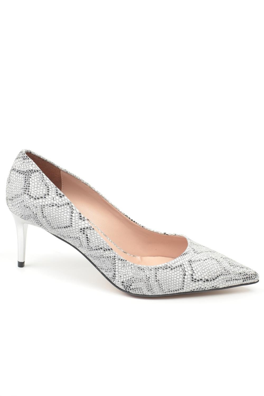 Capone Scarlet Pointed Toe Mid Heel Women Silver Stiletto