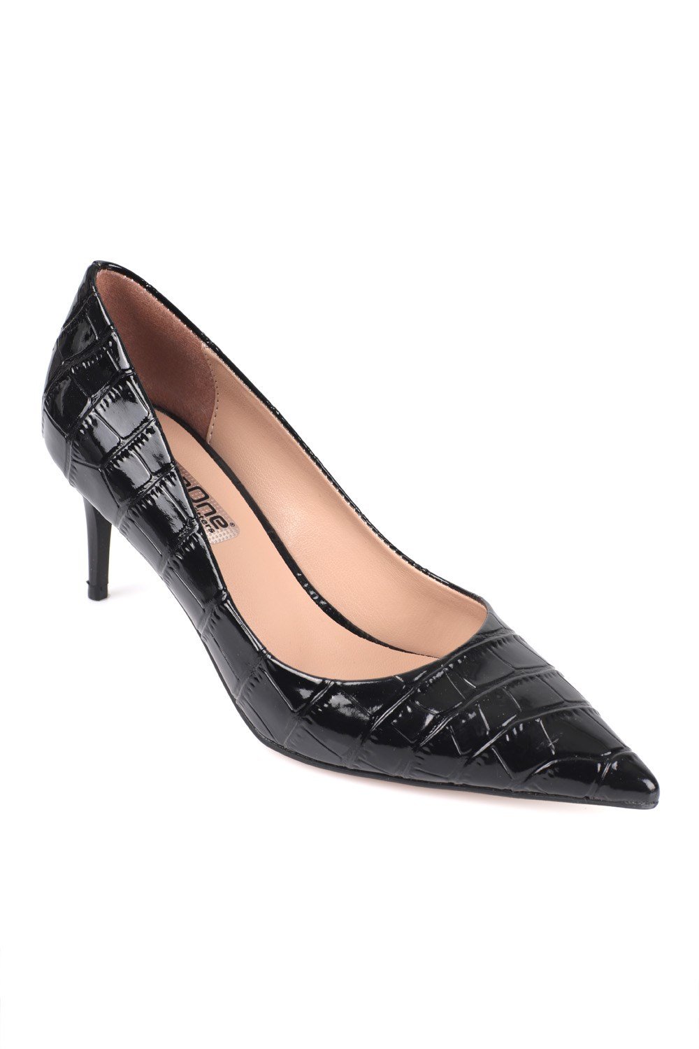 Capone Scarlet Pointed Toe Mid Heel Women Black Stiletto