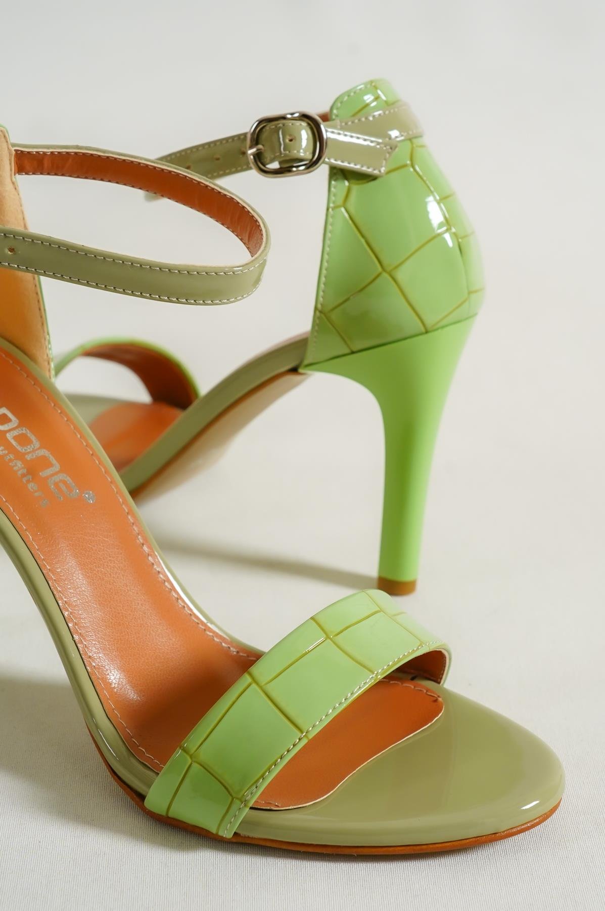 Capone Selena Ankle Strap Pin Heel Women Sea Green Sandals