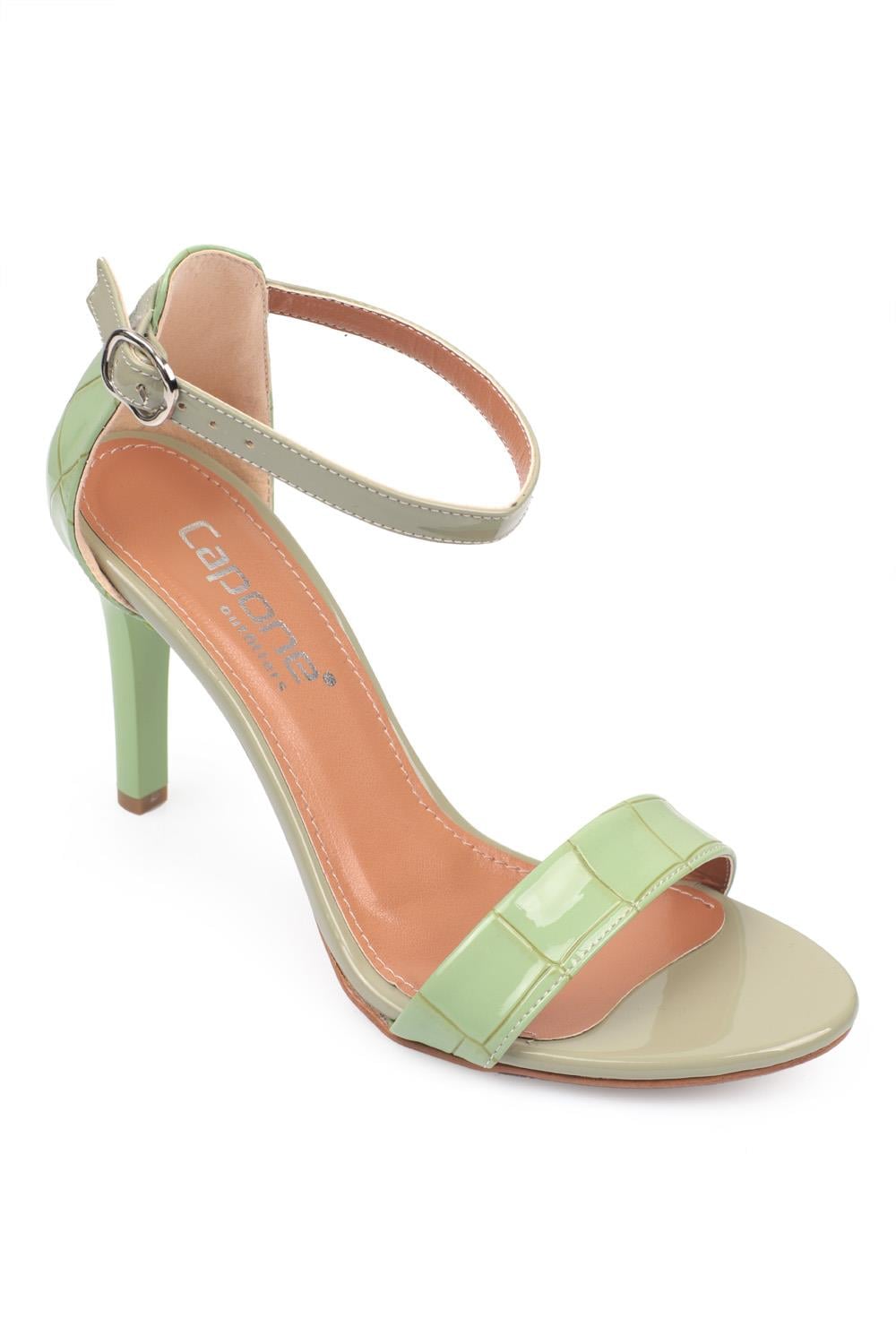Capone Selena Ankle Strap Pin Heel Women Sea Green Sandals