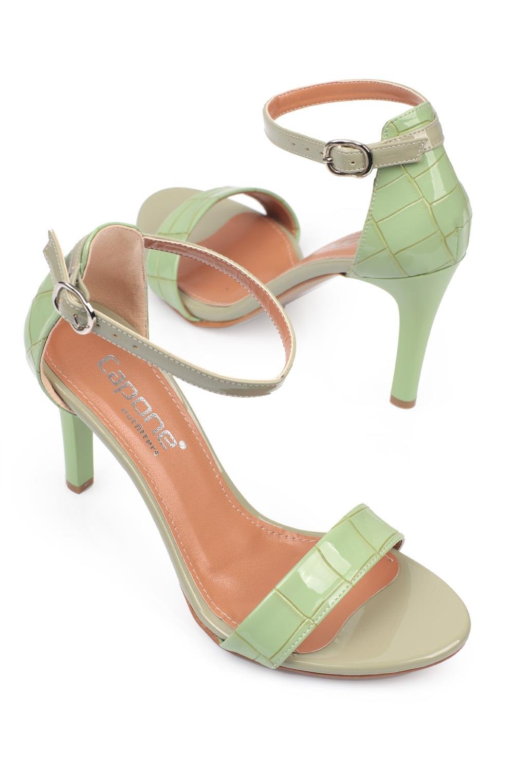 Capone Selena Ankle Strap Pin Heel Women Sea Green Sandals