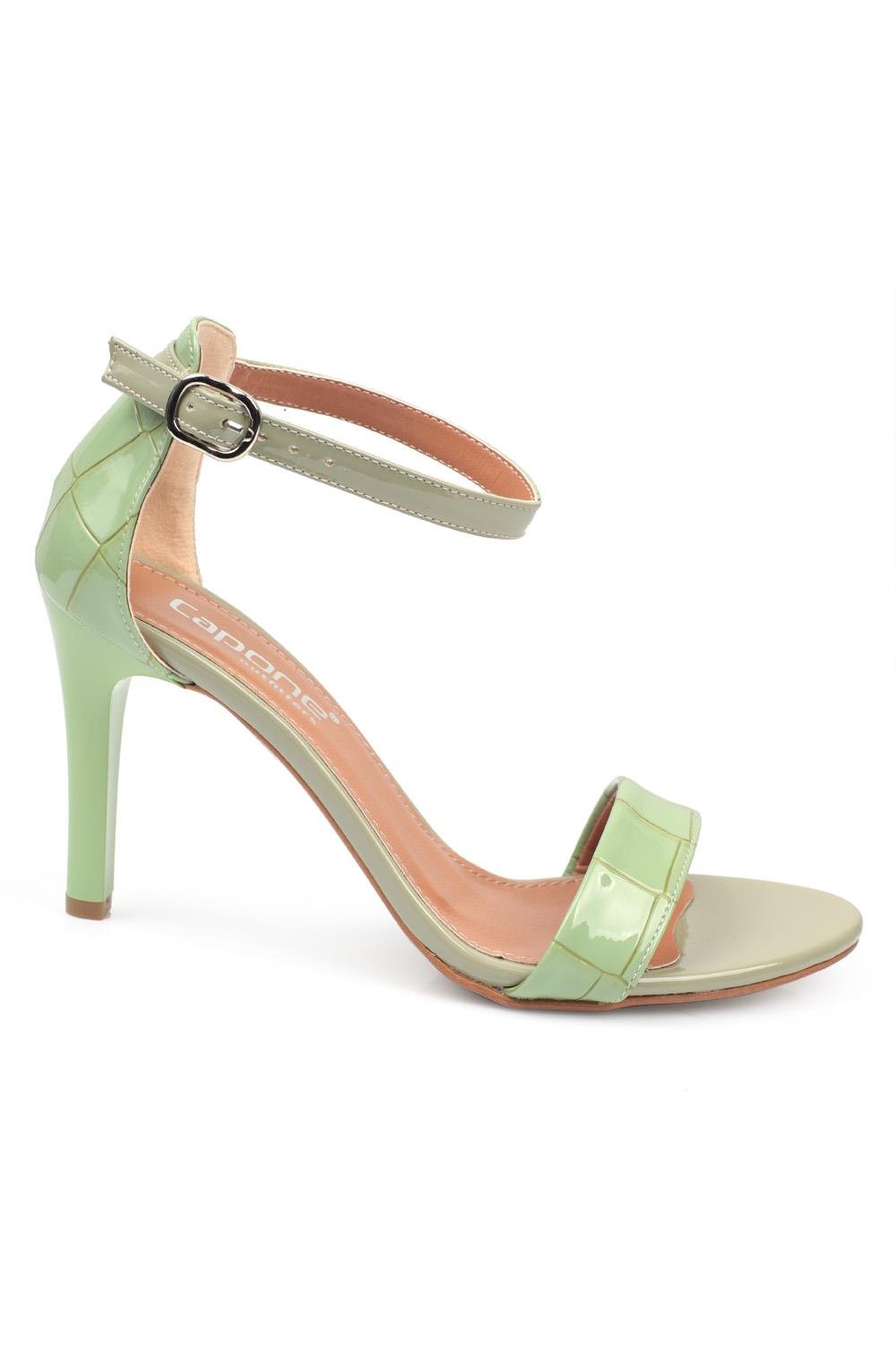 Capone Selena Ankle Strap Pin Heel Women Sea Green Sandals