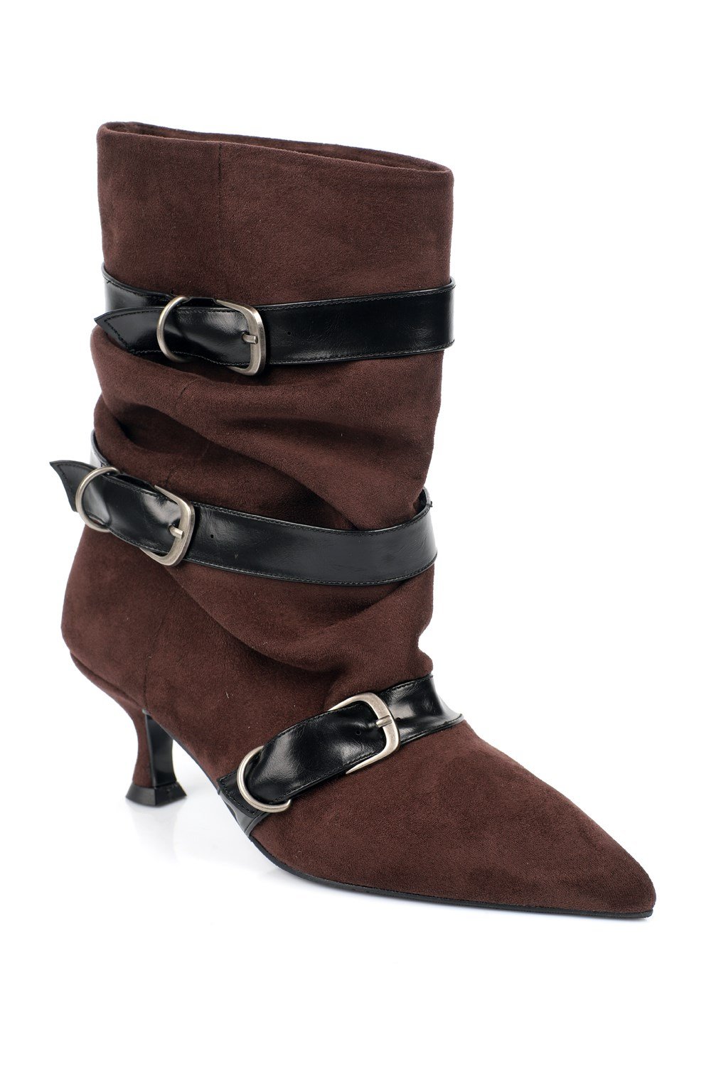 Capone Shannon Pointed Toe Suede Look Women Sued Brown Ankle Boot