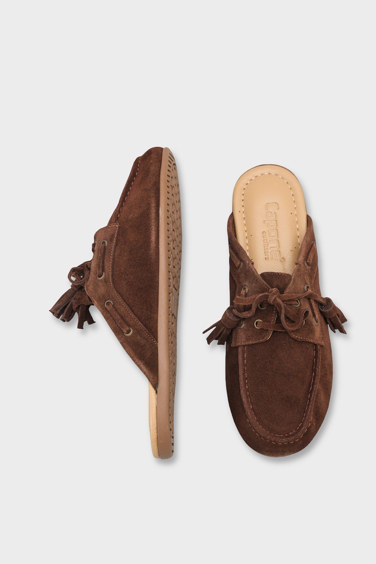 Capone Shellie Genuine Leather Suede Lace-Up Beaded Comfort Closed Toe Women Brown Sandal