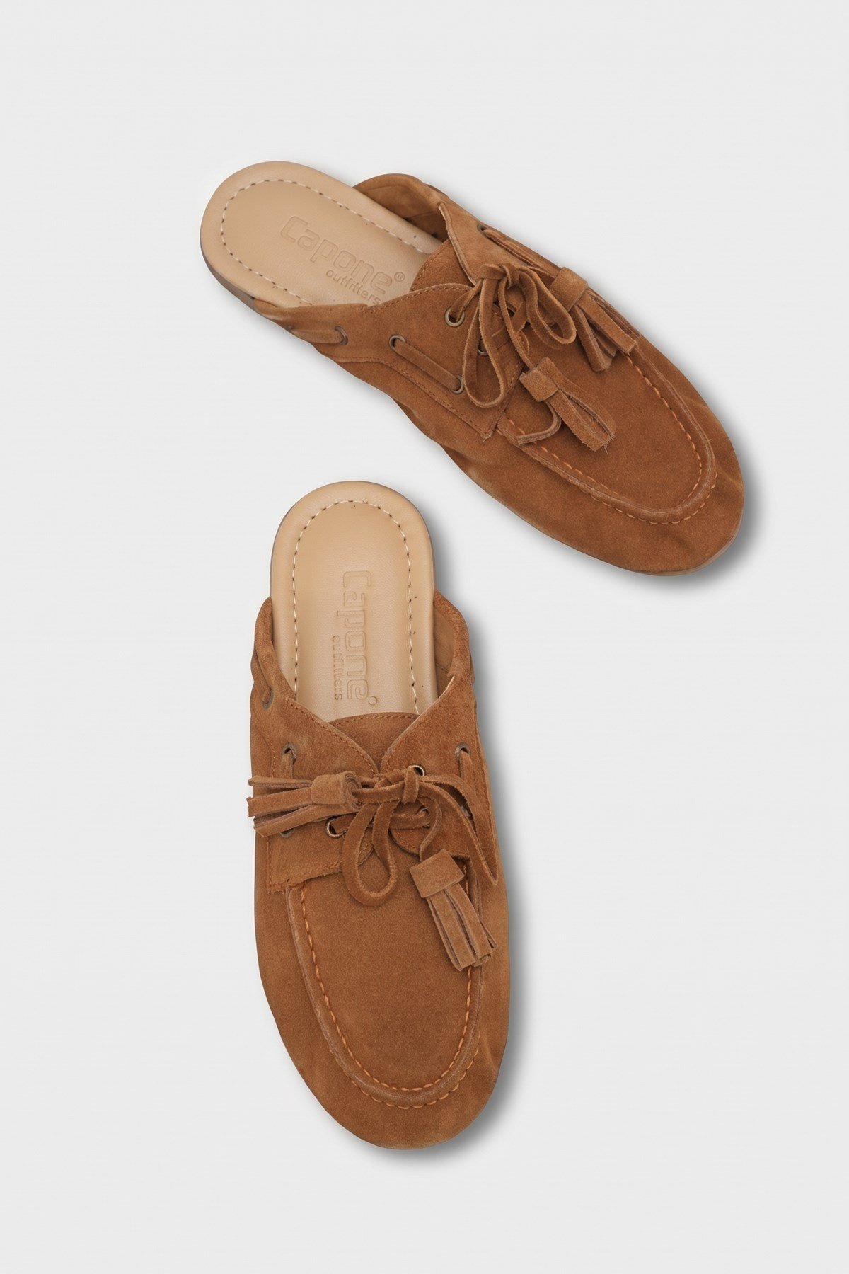 Capone Shellie Genuine Leather Suede Lace-Up Beaded Comfort Closed Toe Women Walnut Sandal
