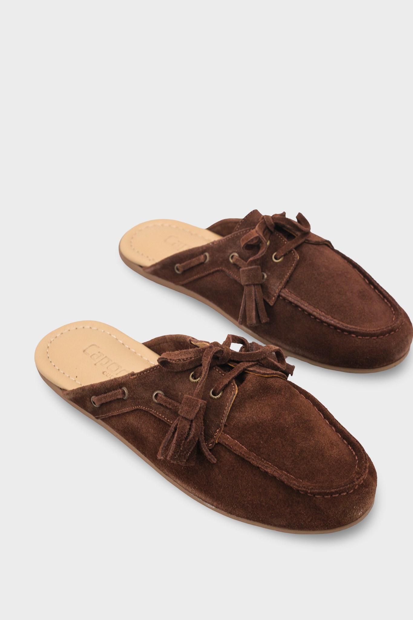 Capone Shellie Genuine Leather Suede Lace-Up Beaded Comfort Closed Toe Women Brown Sandal