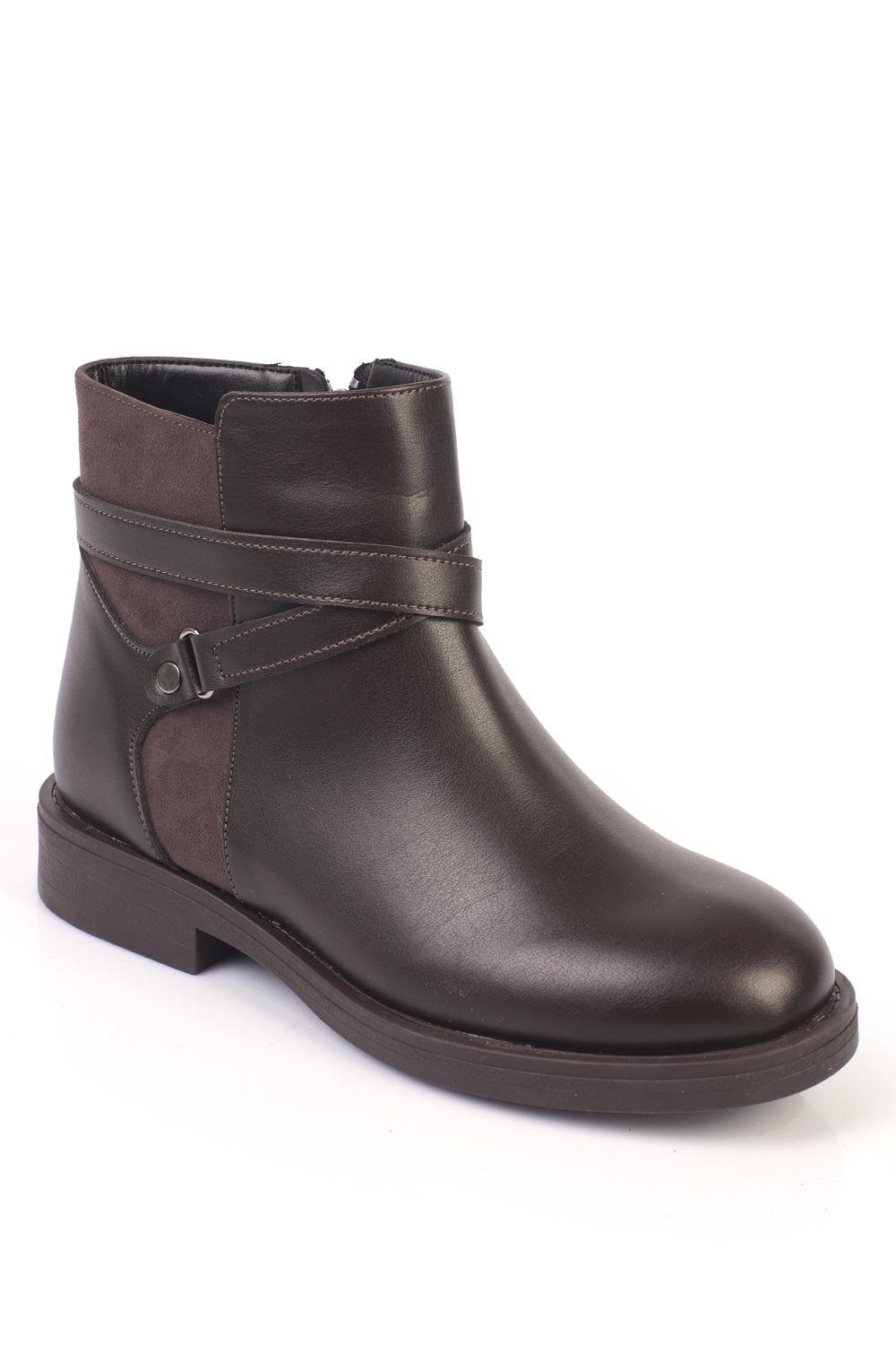 Capone Side Zippered Women Dark Brown Boots