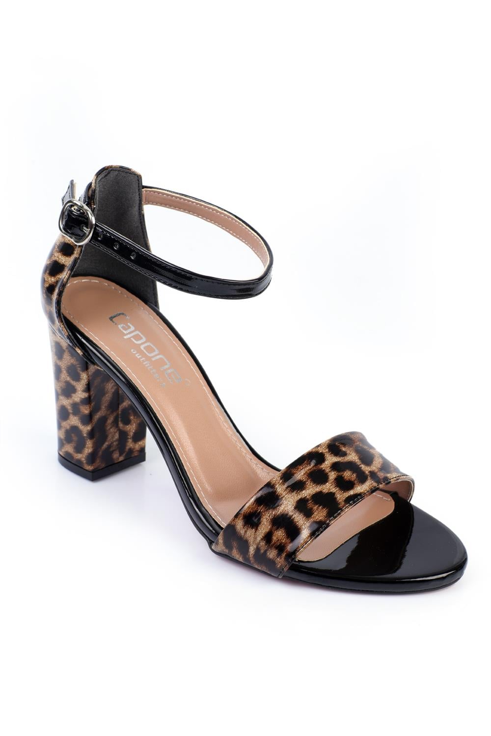 Capone Silvy Block Heel Ankle Strap Women Leopard Sandals
