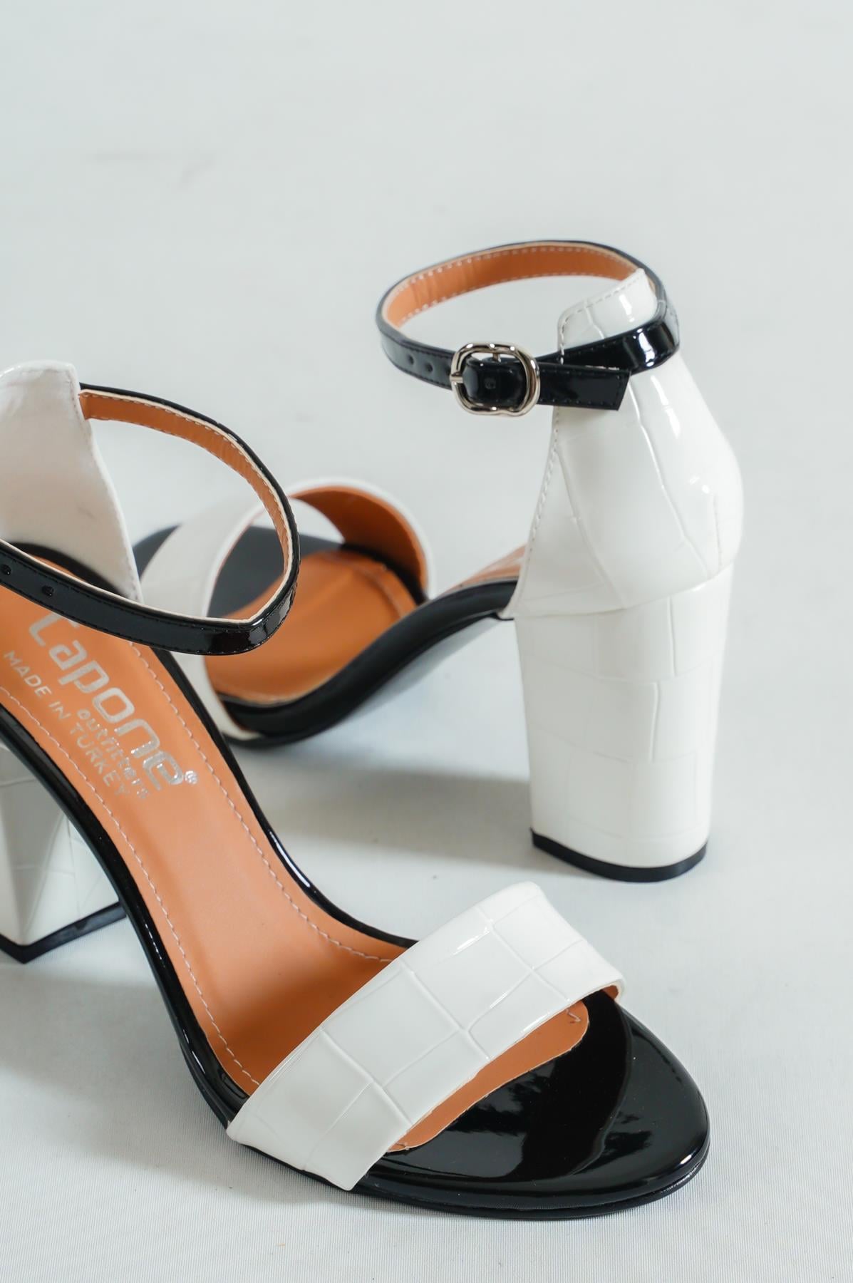 Capone Silvy Block Heel Ankle Strap Women White Sandals