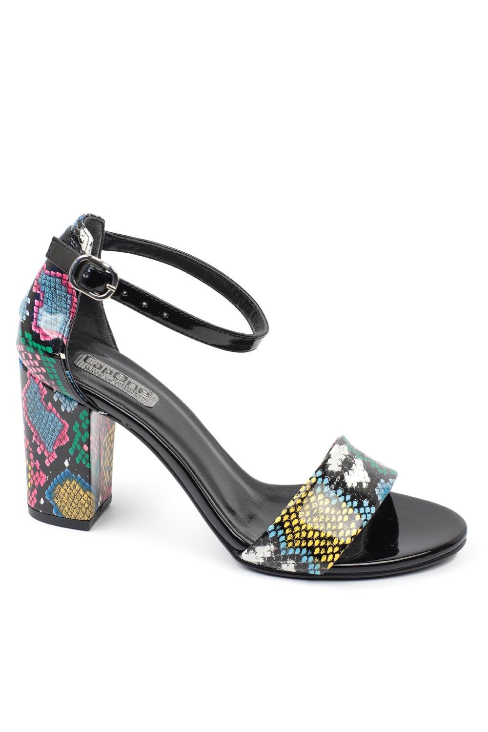 Capone Silvy Block Heel Ankle Strap Women Multicolored Sandals
