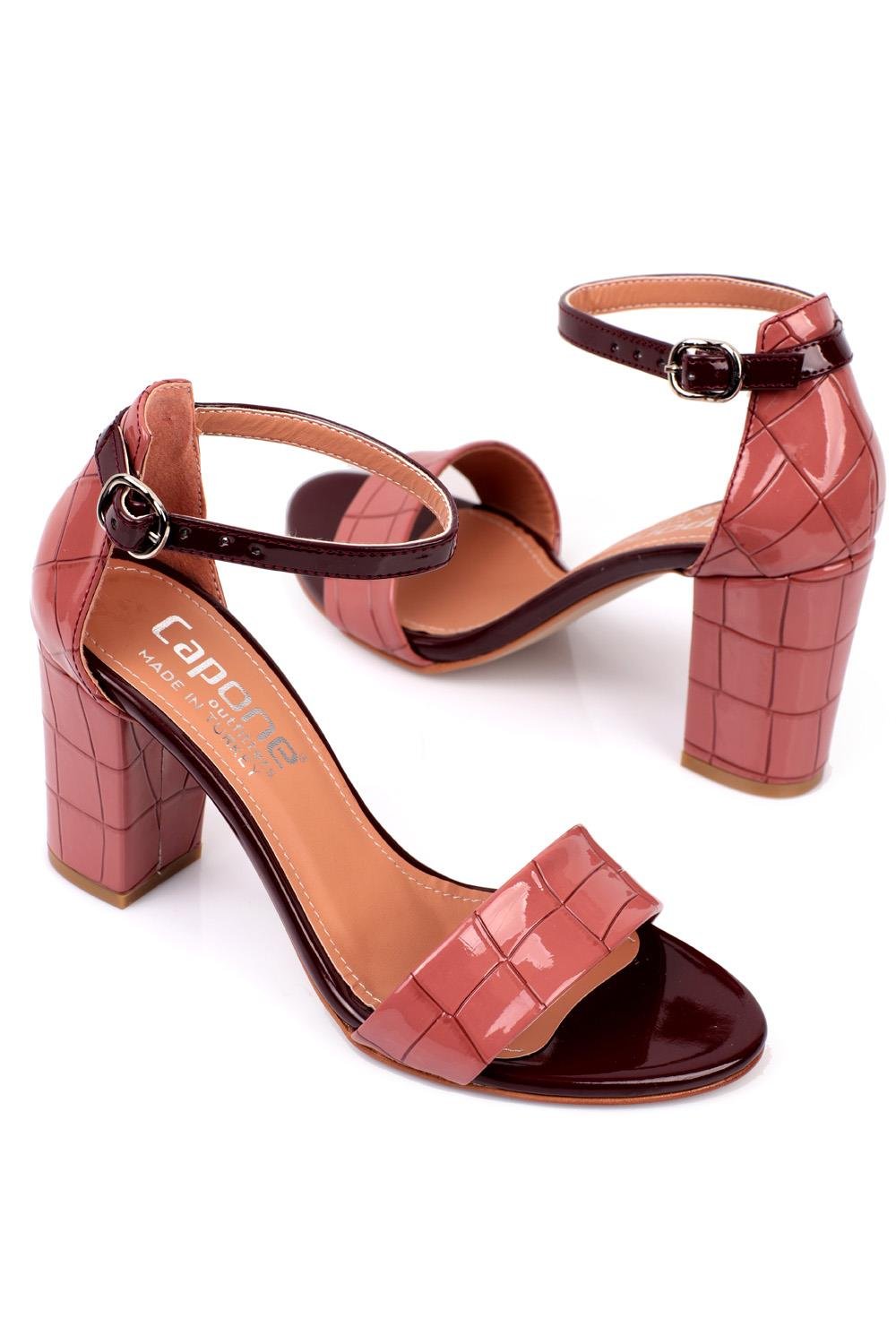 Capone Silvy Block Heel Ankle Strap Women Rose Sandals