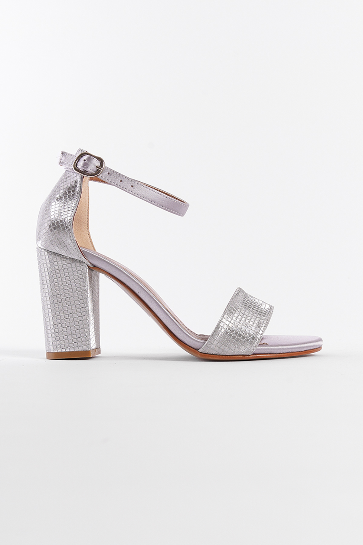 Capone Silvy Block Heel Ankle Strap Women Silver Sandals