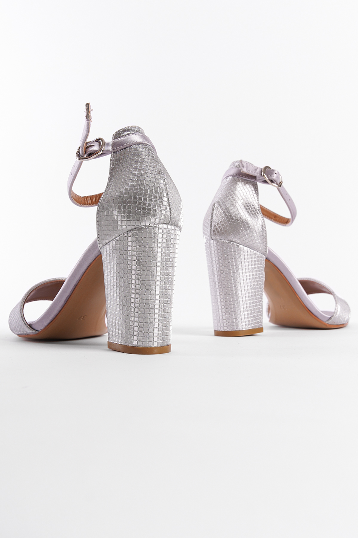 Capone Silvy Block Heel Ankle Strap Women Silver Sandals