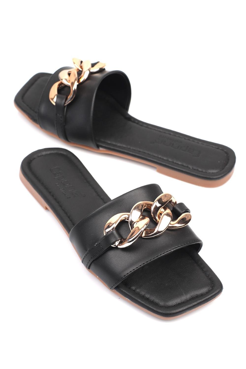 Capone Single Band Chain Detail Woman Sandals