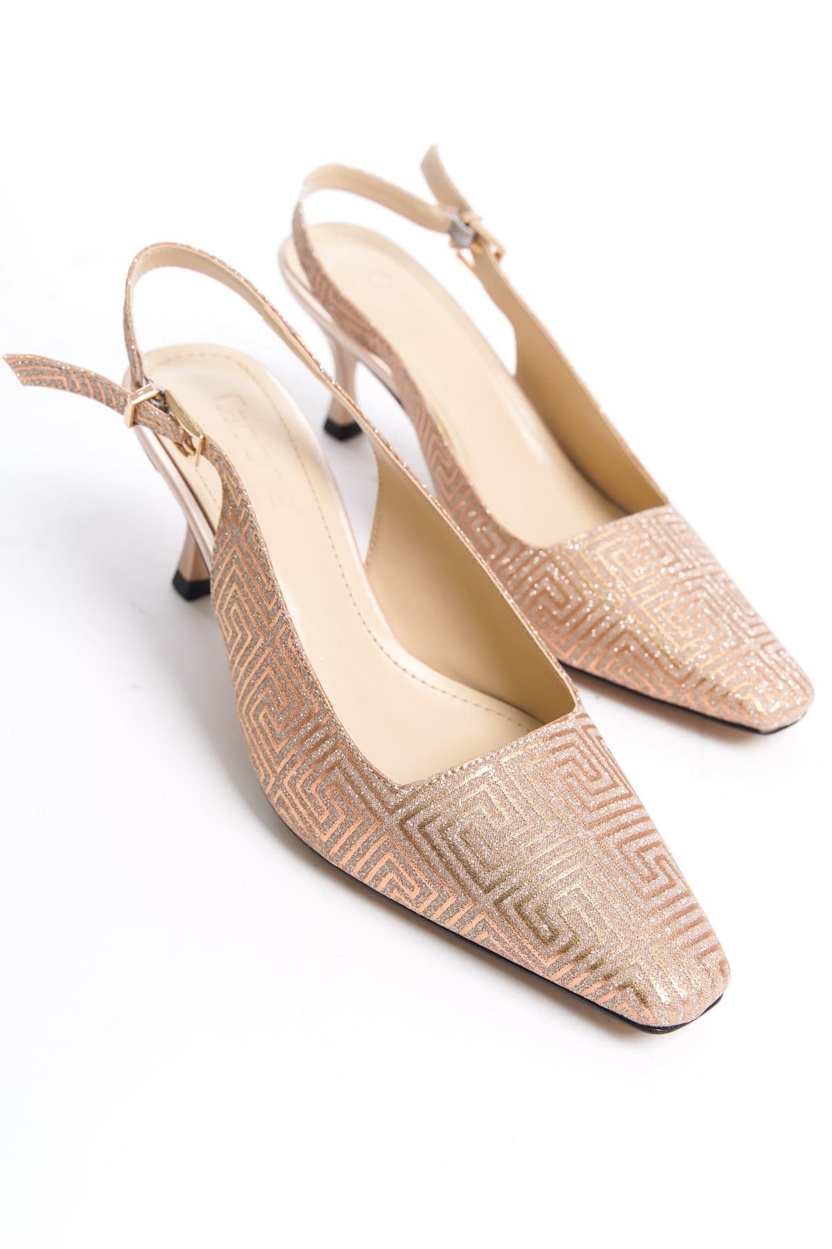 Capone Slingback Mid Heel Soft Padded Insole Women Rose Shoes