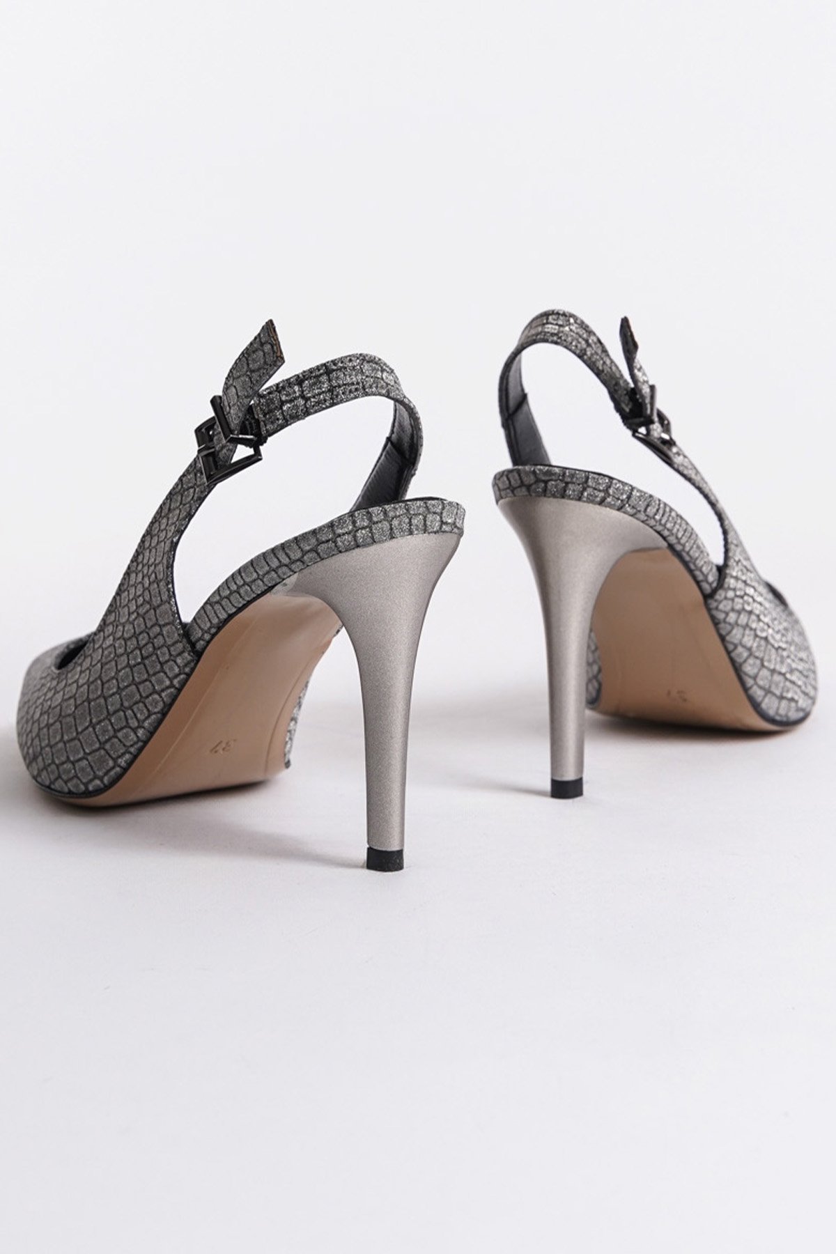 Capone Slingback Mid Heel Soft Padded Insole Women Platinum Shoes