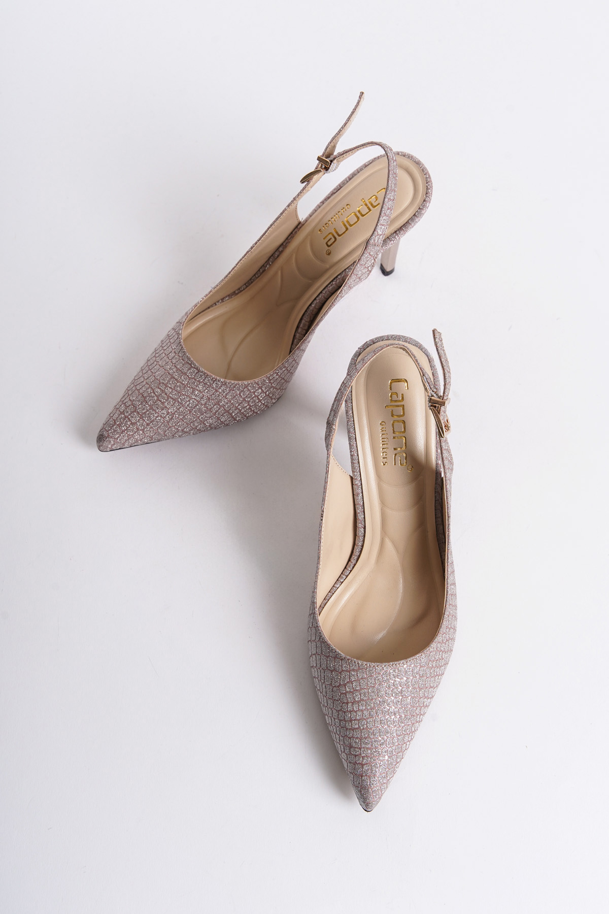Capone Slingback Mid Heel Soft Padded Insole Women Rose Shoes