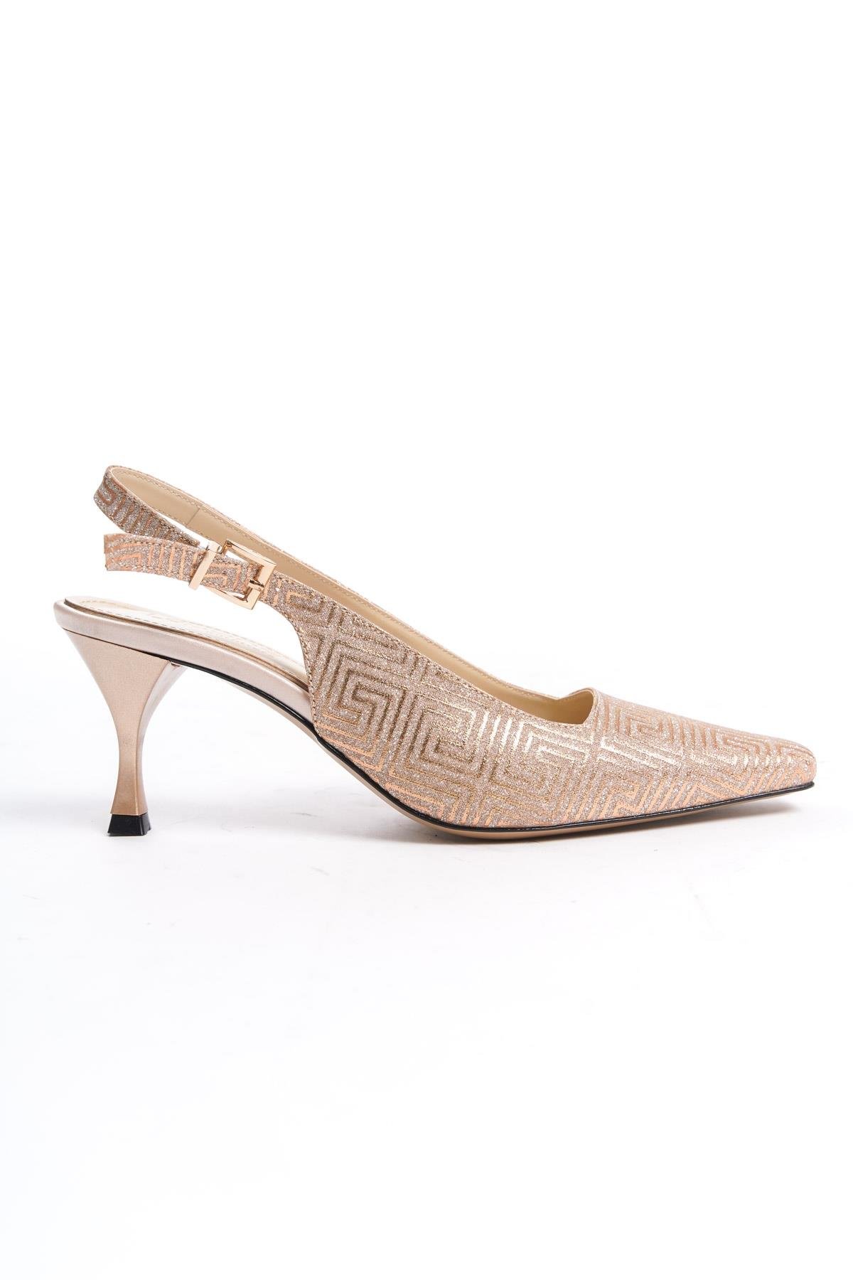 Capone Slingback Mid Heel Soft Padded Insole Women Rose Shoes