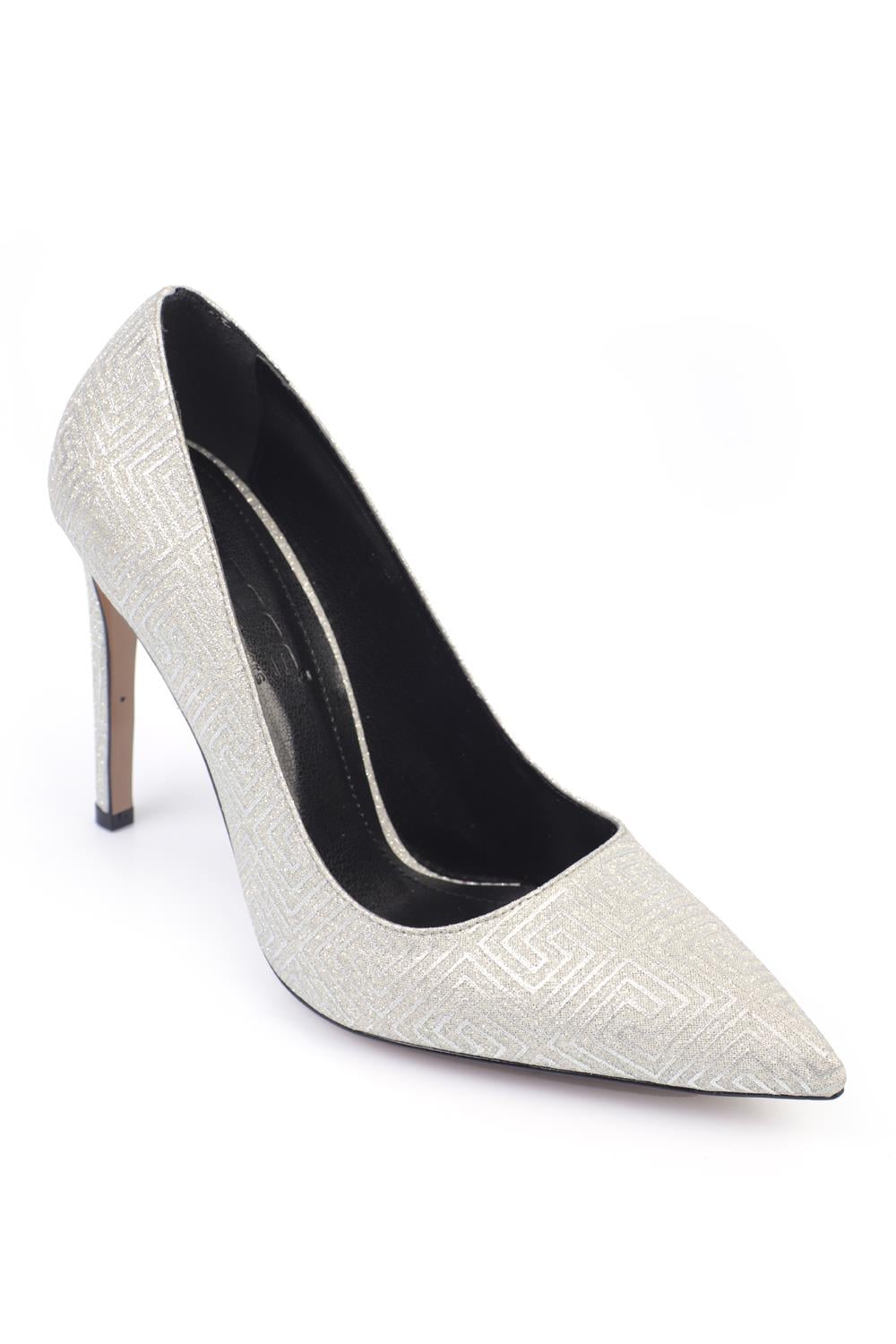 Capone Slingback Mid Heel Soft Padded Insole Women Silver Shoes