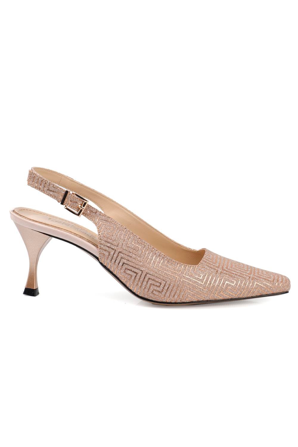 Capone Slingback Mid Heel Soft Padded Insole Women Rose Shoes