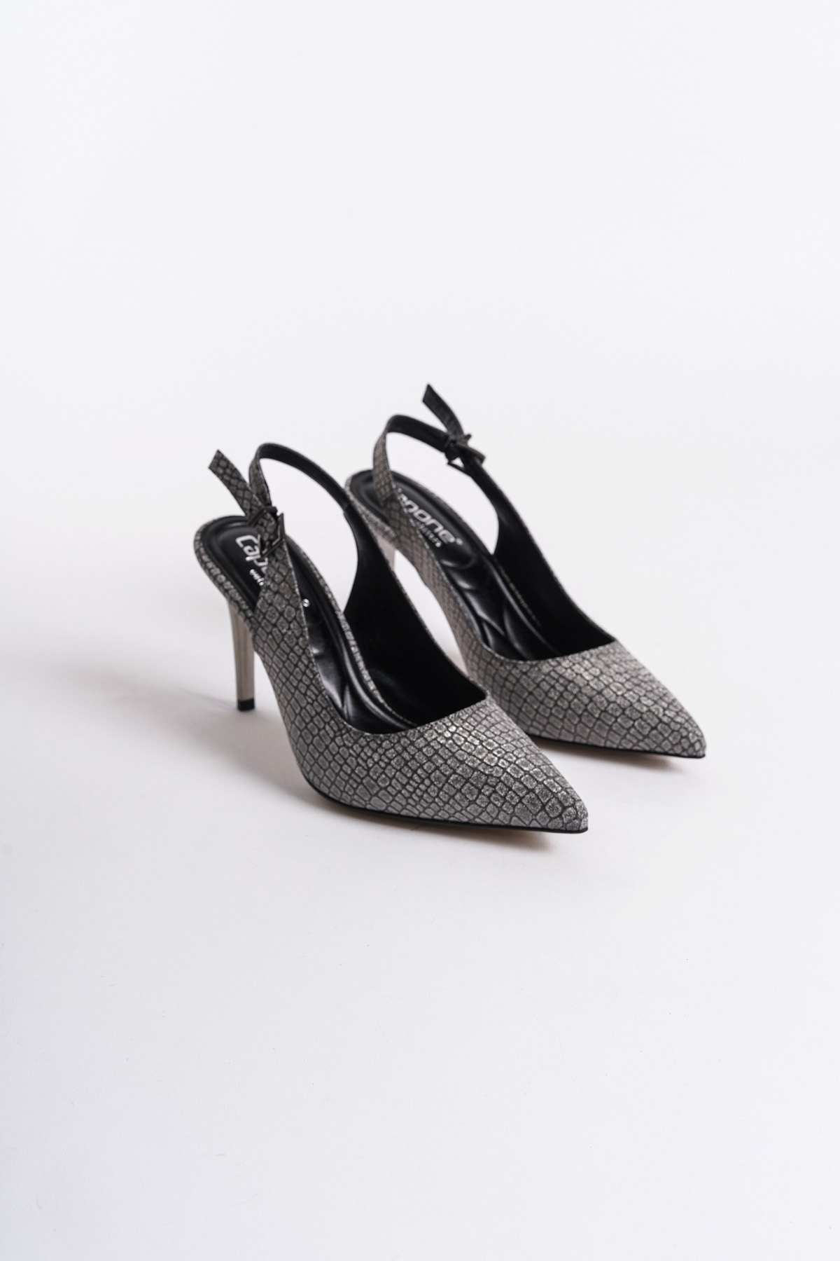 Capone Slingback Mid Heel Soft Padded Insole Women Platinum Shoes