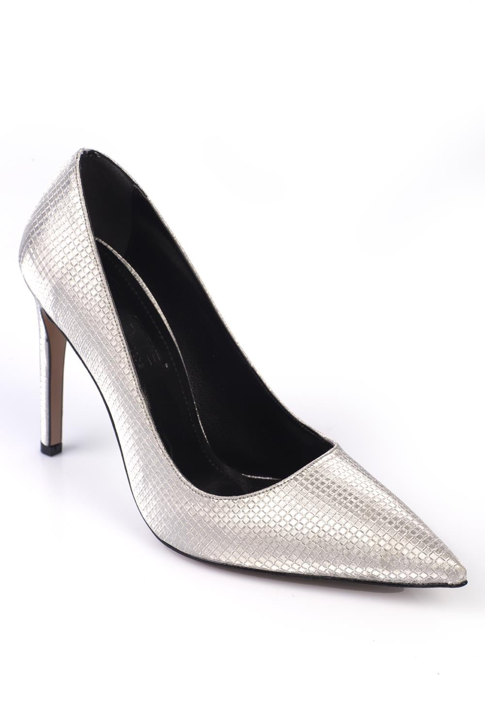 Capone Slingback Mid Heel Soft Padded Insole Women Silver Shoes