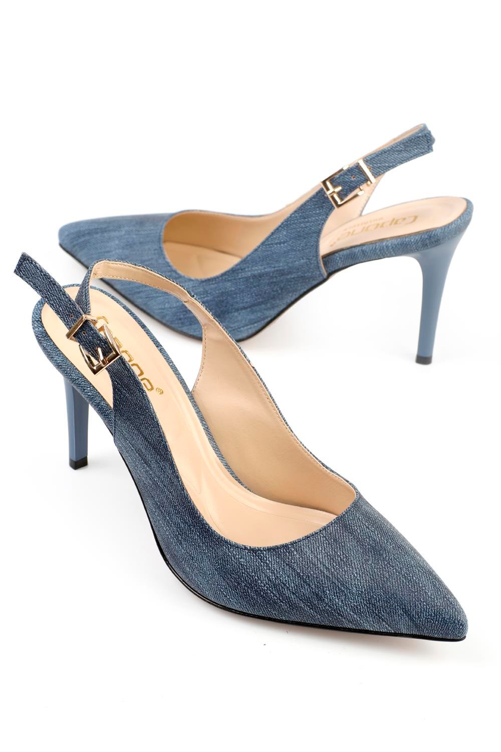 Capone Slingback Mid Heel Women Denim's Shoes