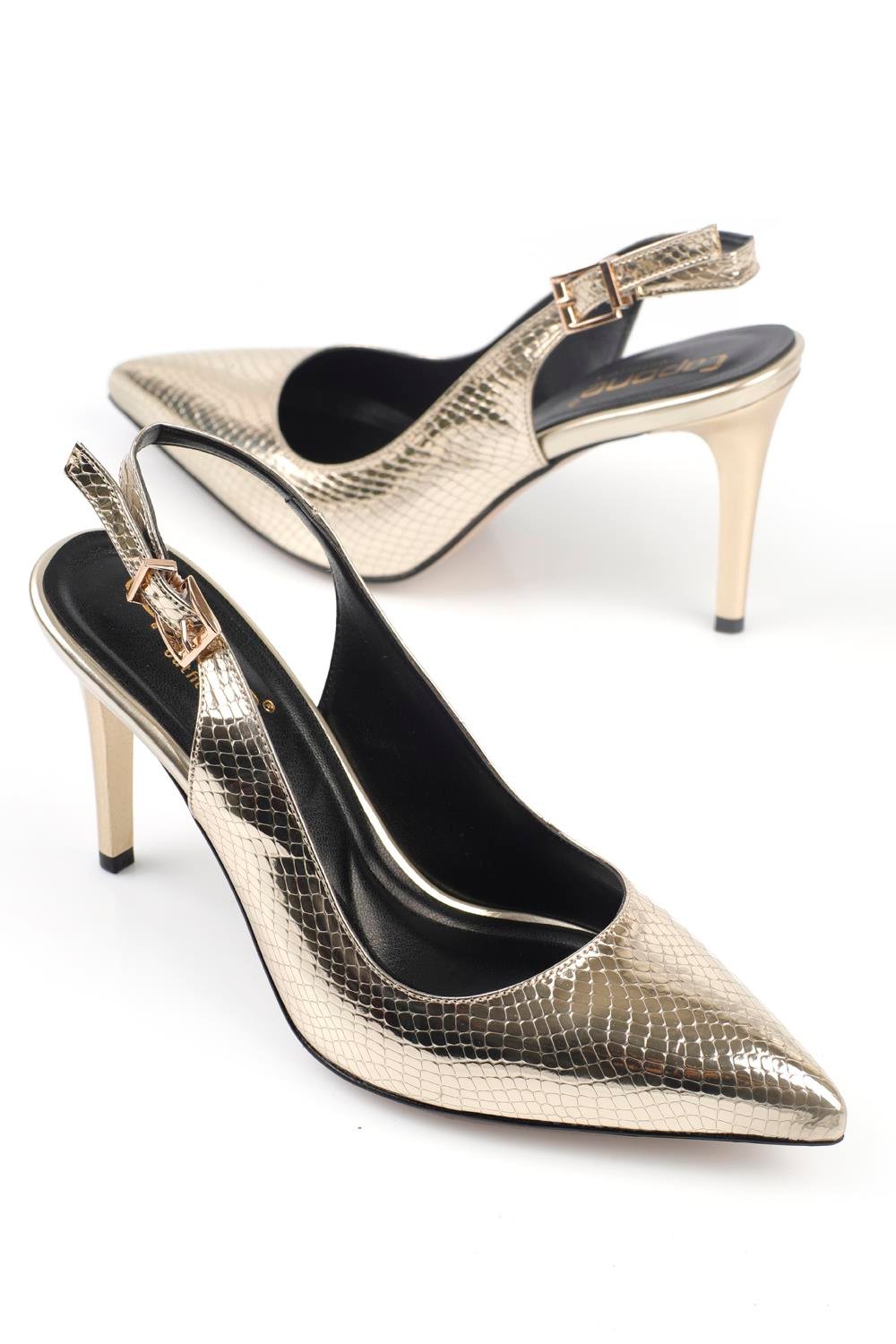 Capone Slingback Mid Heel Women Gold's Shoes