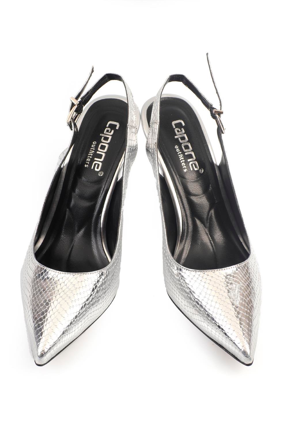 Capone Slingback Mid Heel Women Silver's Shoes