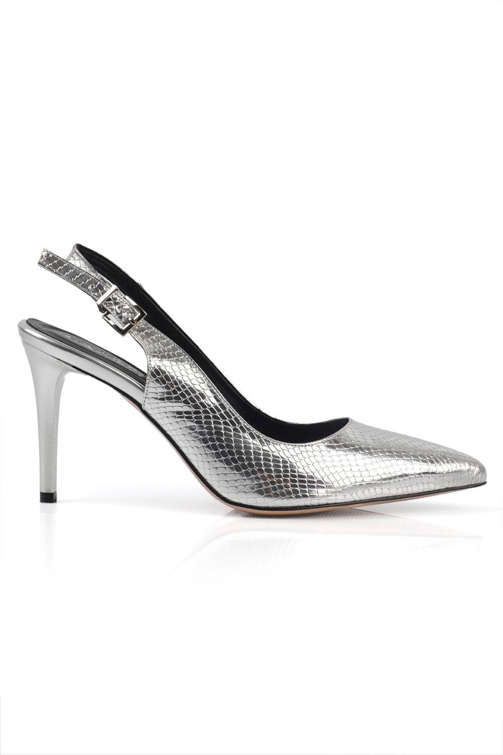 Capone Slingback Mid Heel Women Silver's Shoes