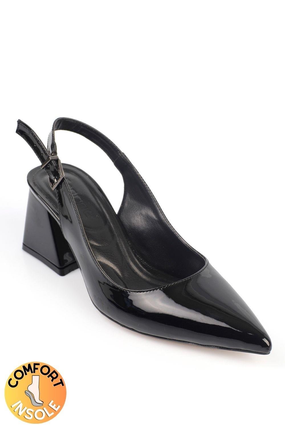 Capone Soft Padded Insole Women Black Heeled Shoes