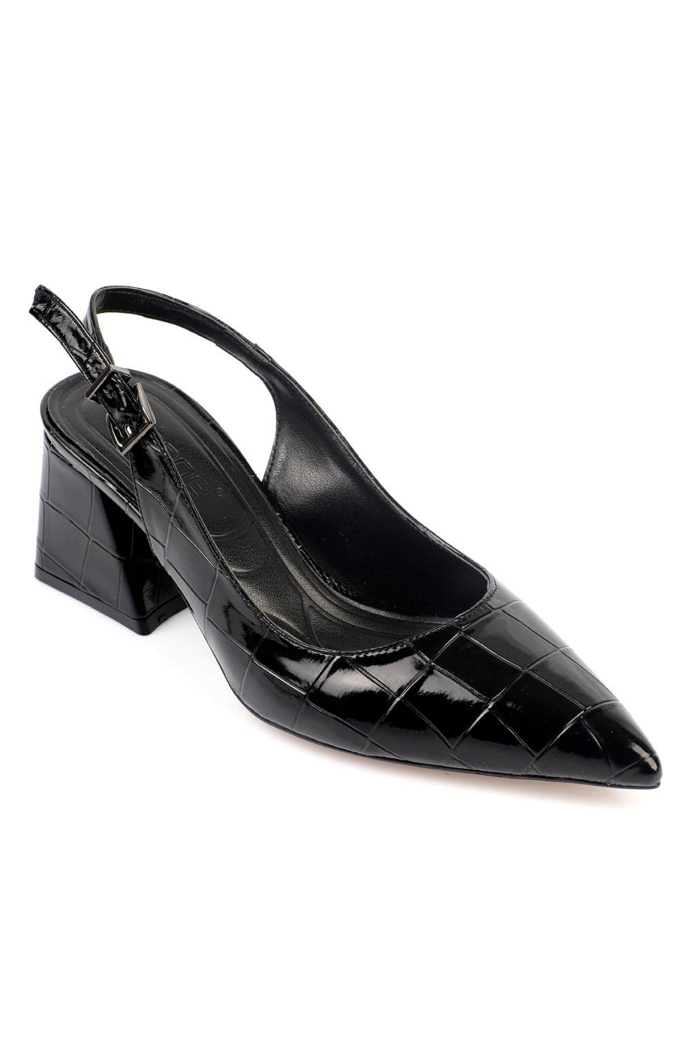 Capone Soft Padded Insole Women Black Heeled Shoes