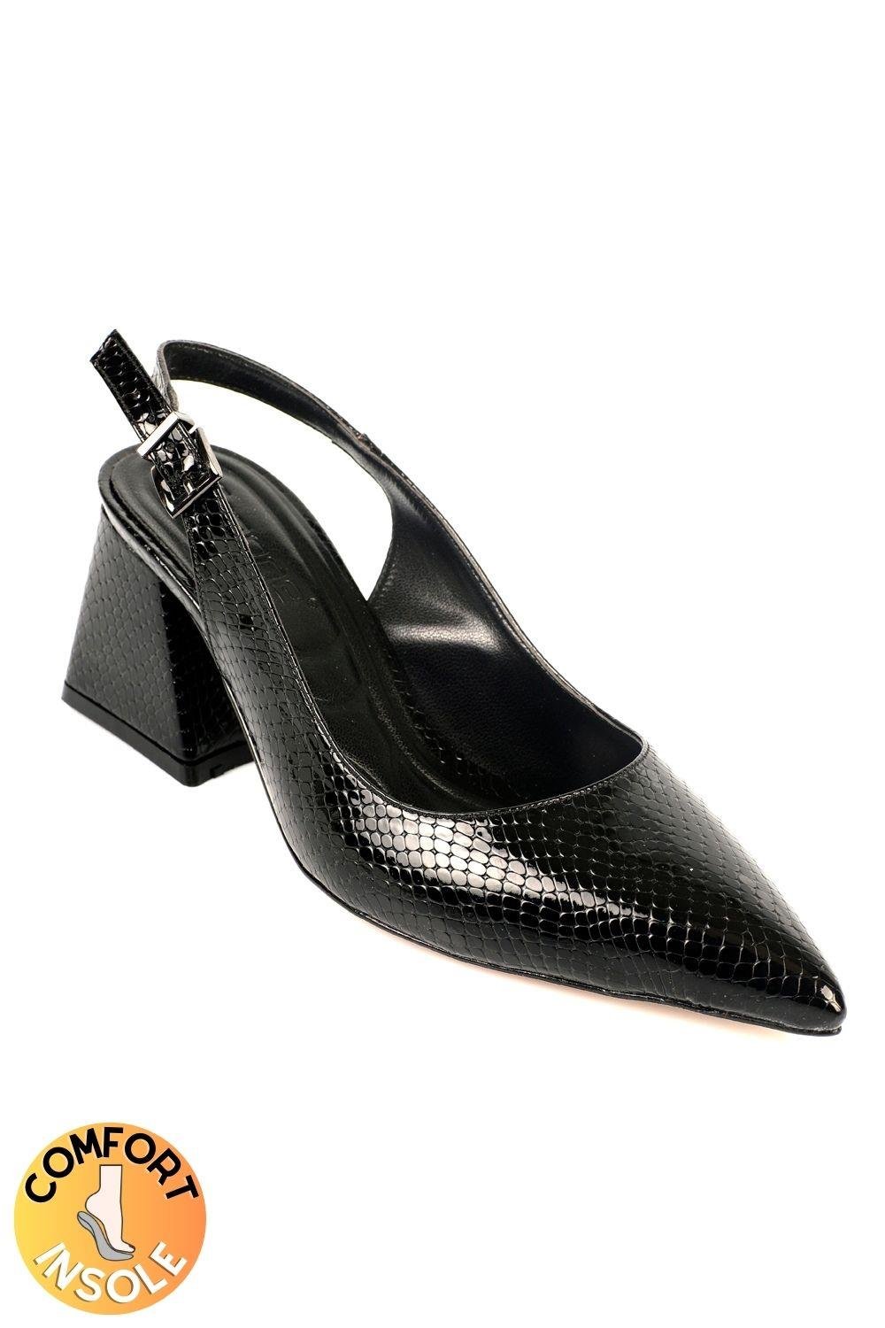 Capone Soft Padded Insole Women Black Heeled Shoes