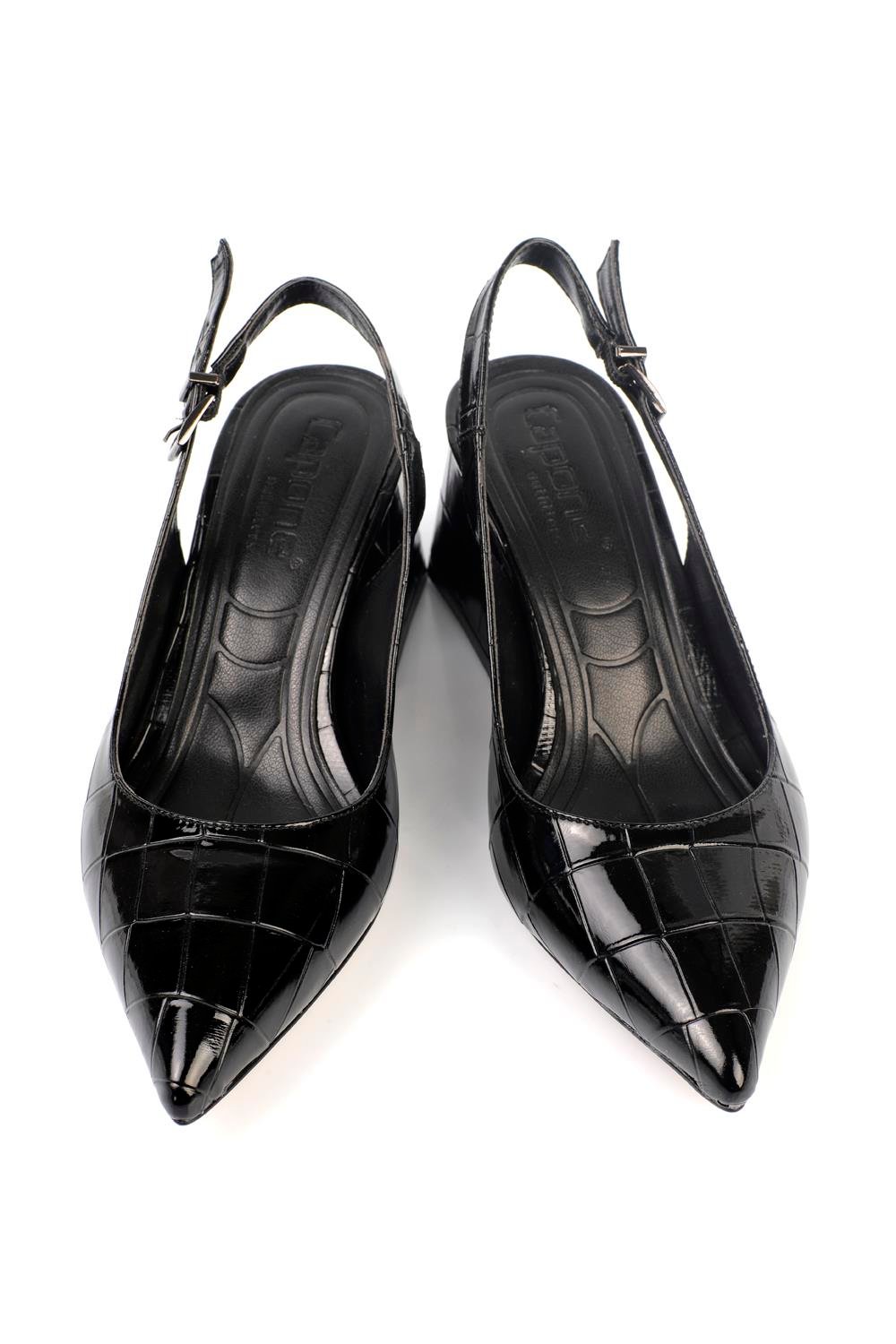 Capone Soft Padded Insole Women Black Heeled Shoes
