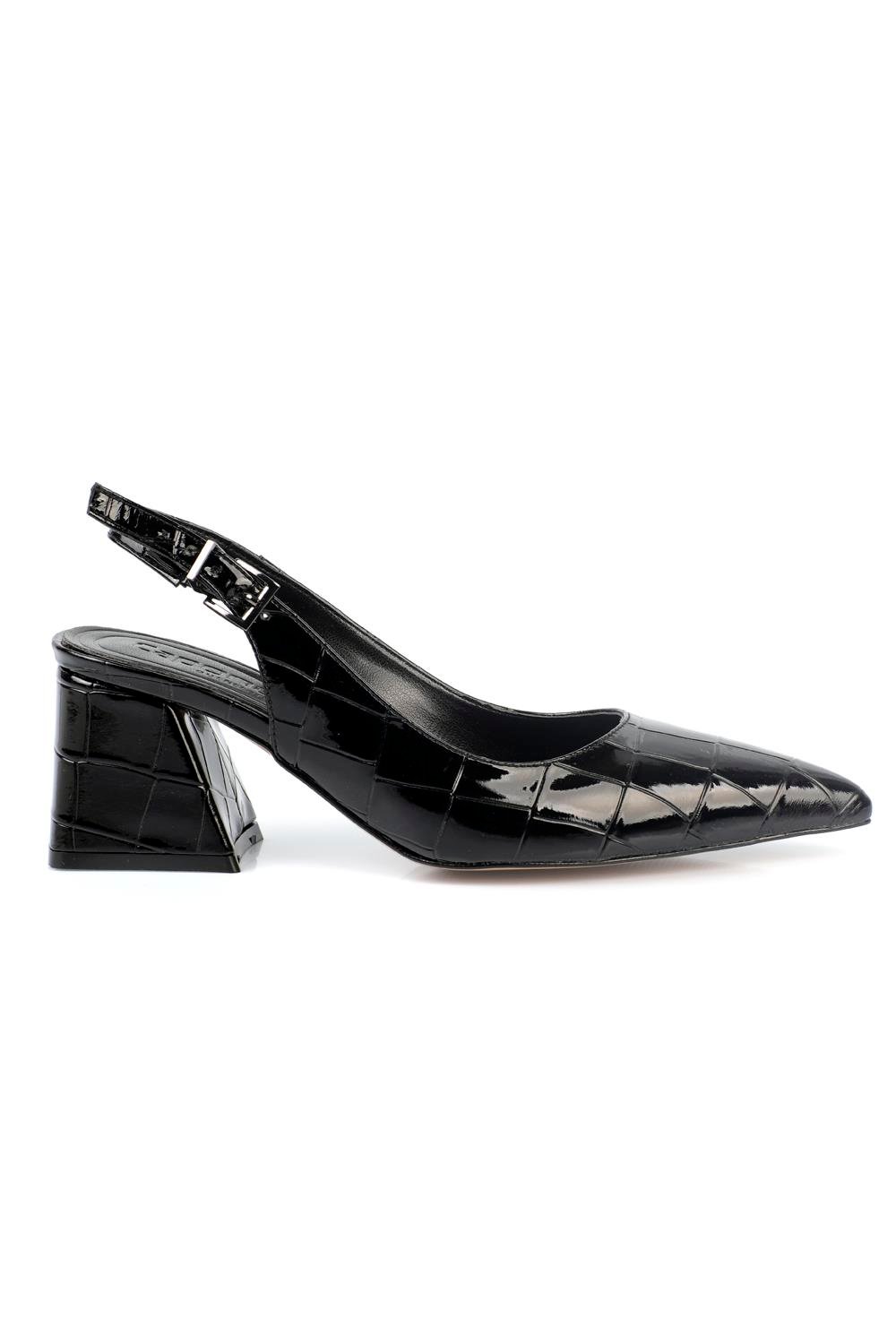 Capone Soft Padded Insole Women Black Heeled Shoes