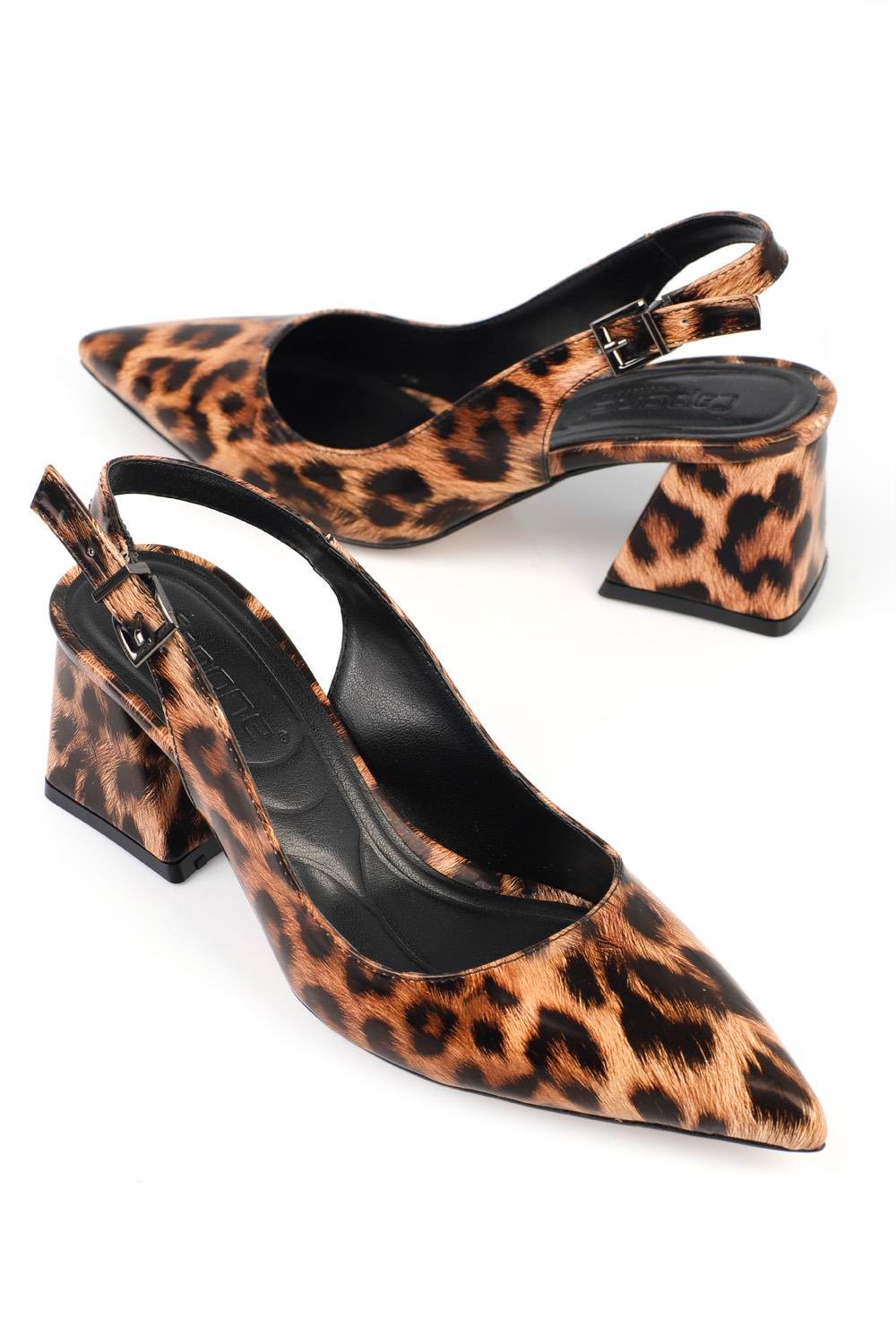 Capone Soft Padded Insole Women Leopard Heeled Shoes