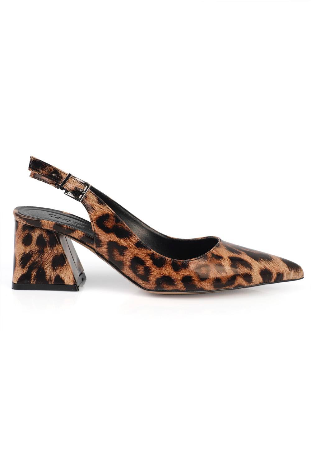 Capone Soft Padded Insole Women Leopard Heeled Shoes