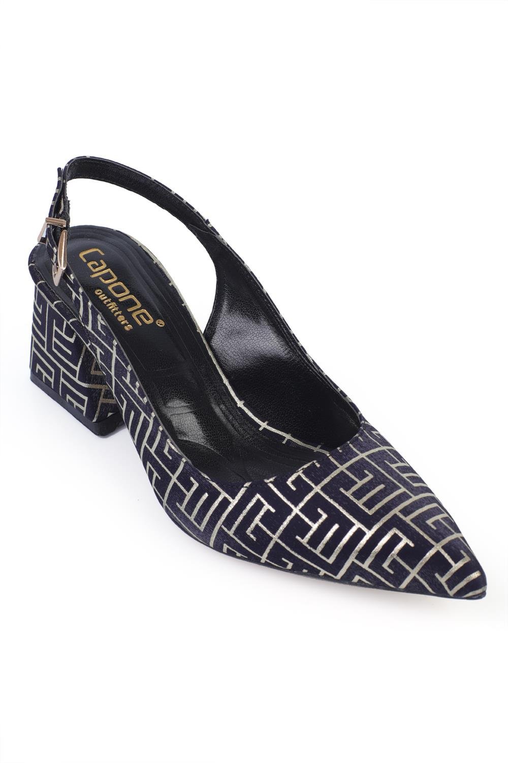 Capone Soft Padded Insole Women Navy Heeled Shoes