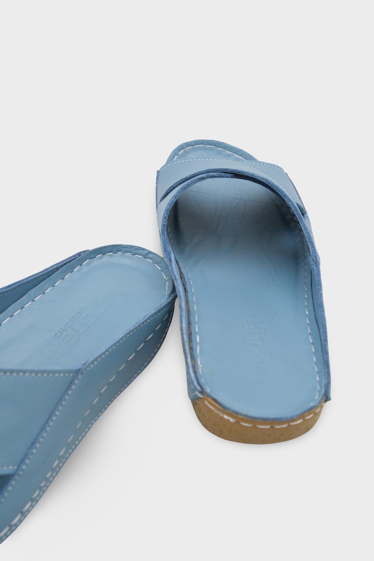 Capone Sophi Genuine Leather Soft Comfort Women Denim Blue Sandal