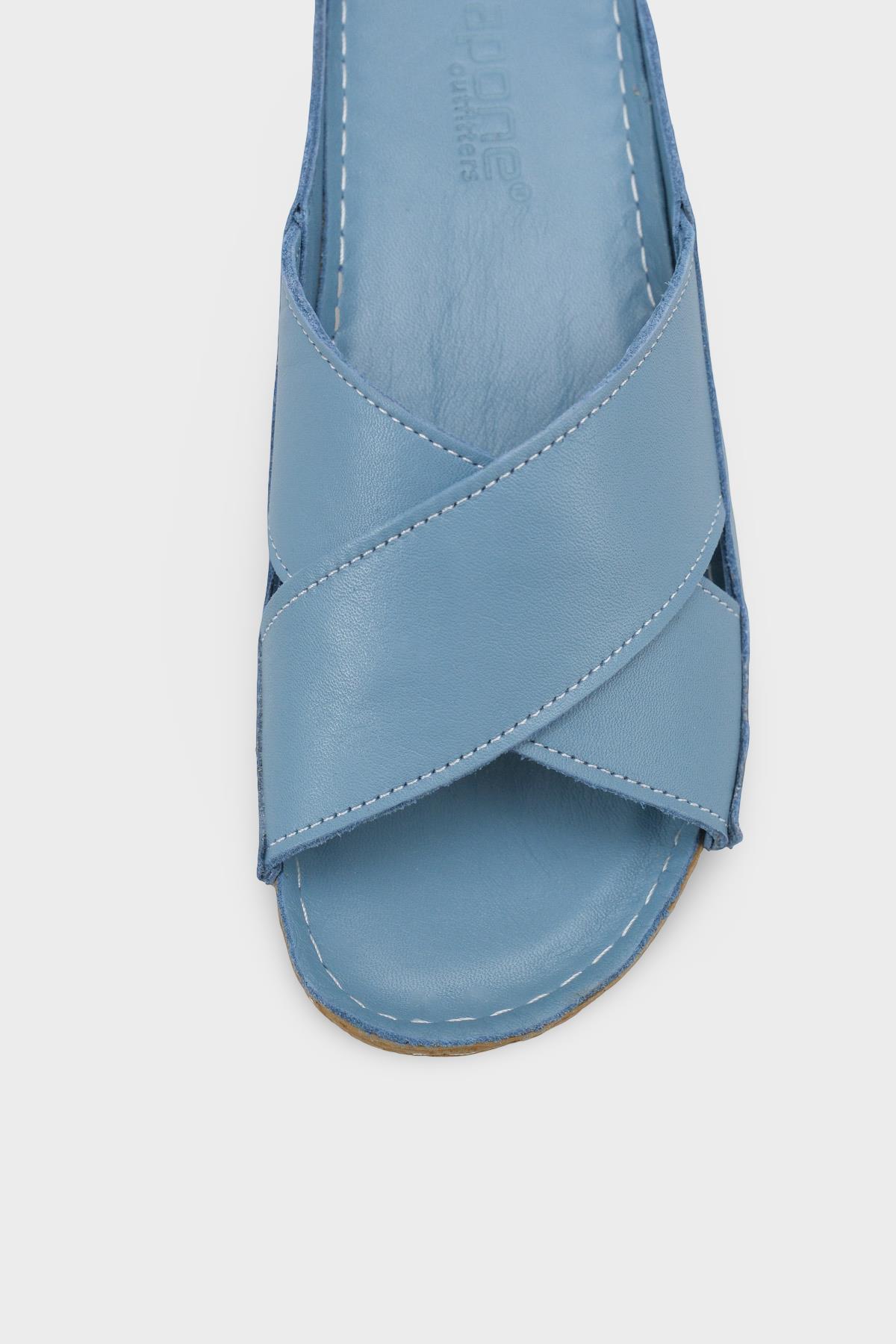 Capone Sophi Genuine Leather Soft Comfort Women Denim Blue Sandal