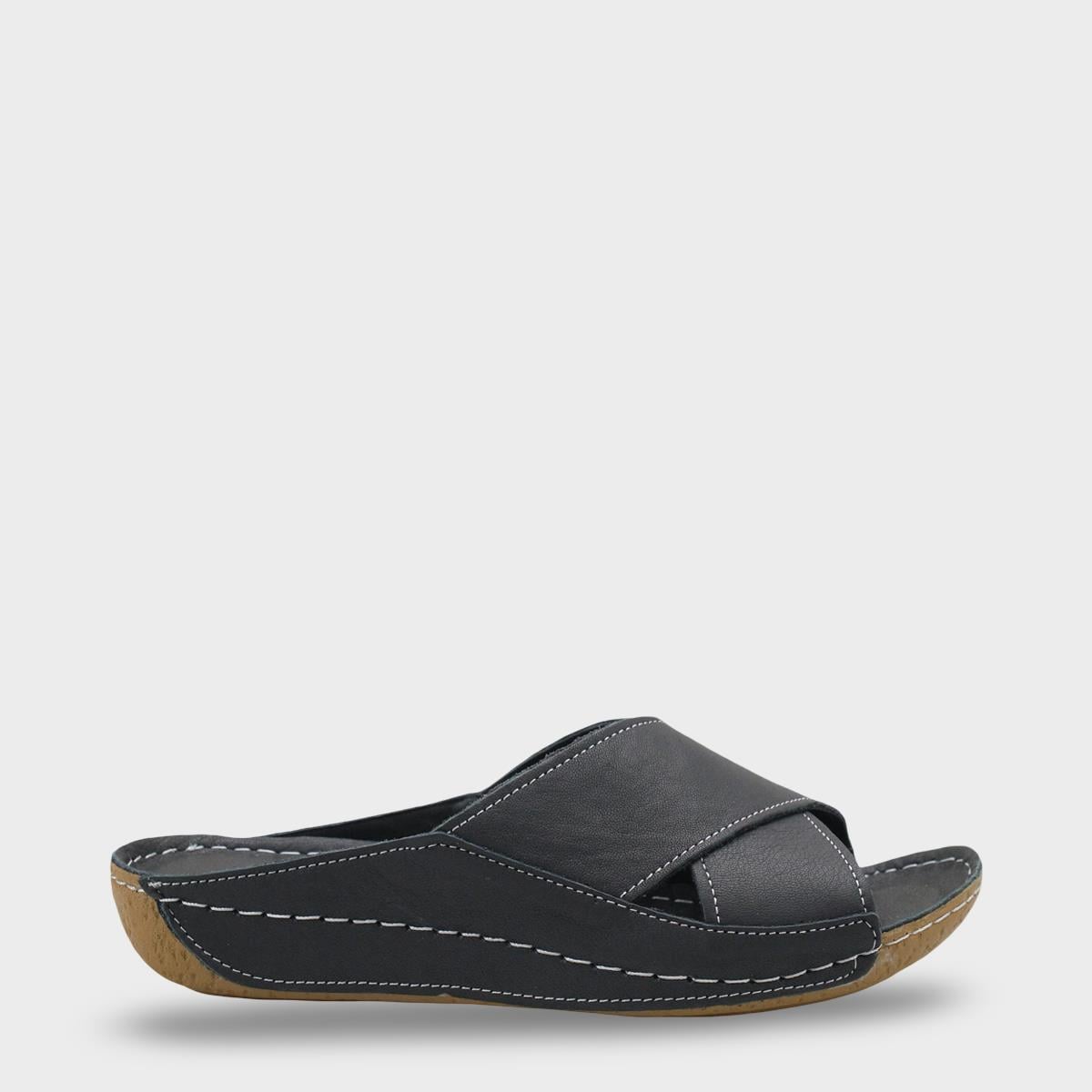 Capone Sophi Genuine Leather Soft Comfort Women Black Sandal