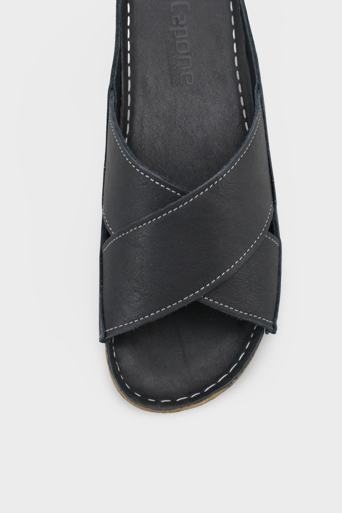 Capone Sophi Genuine Leather Soft Comfort Women Black Sandal