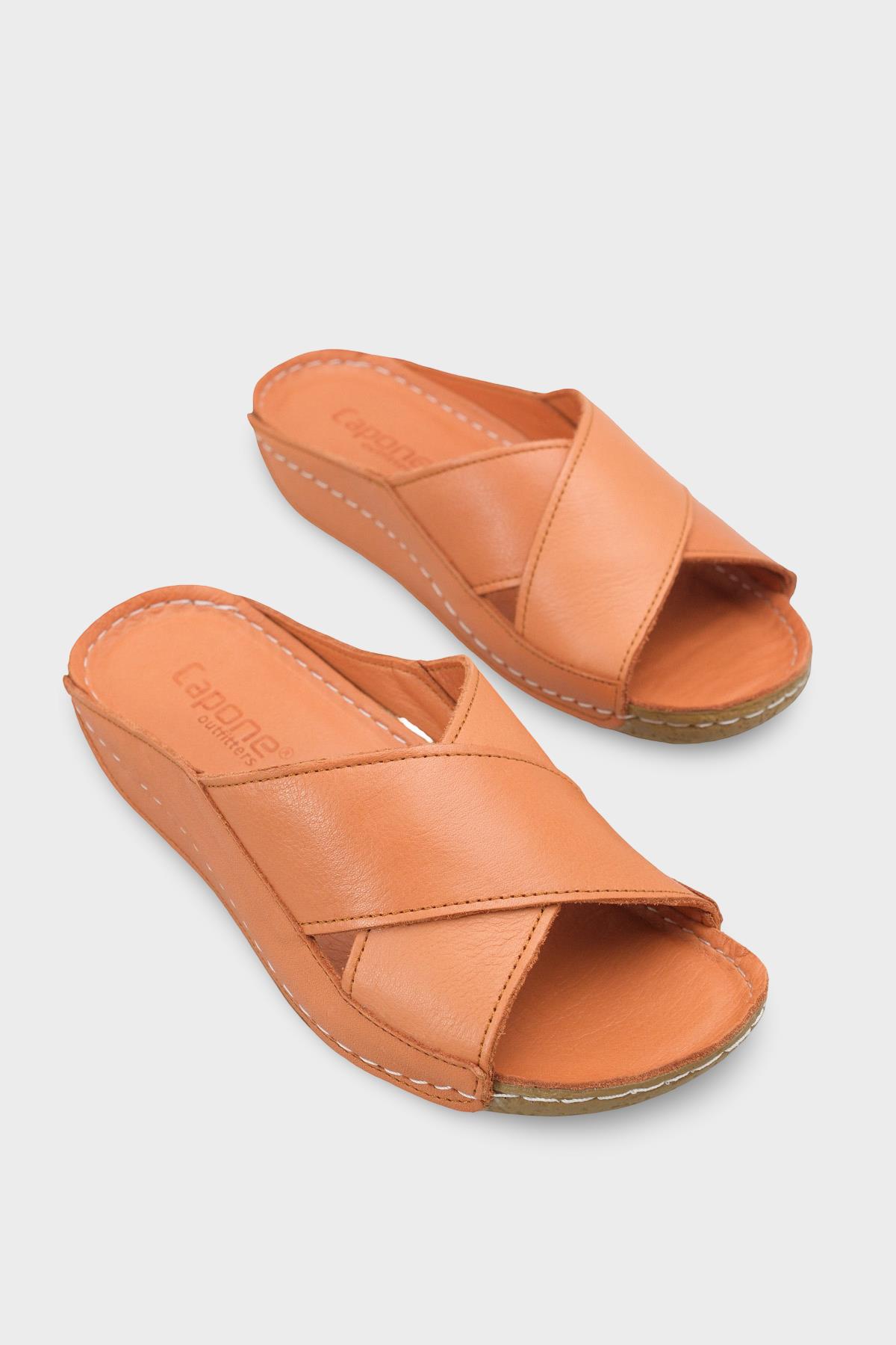 Capone Sophi Genuine Leather Soft Comfort Women Tan Sandal