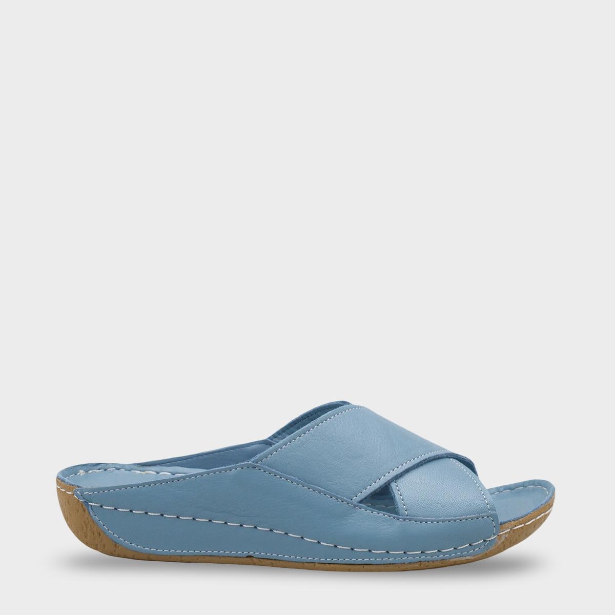 Capone Sophi Genuine Leather Soft Comfort Women Denim Blue Sandal