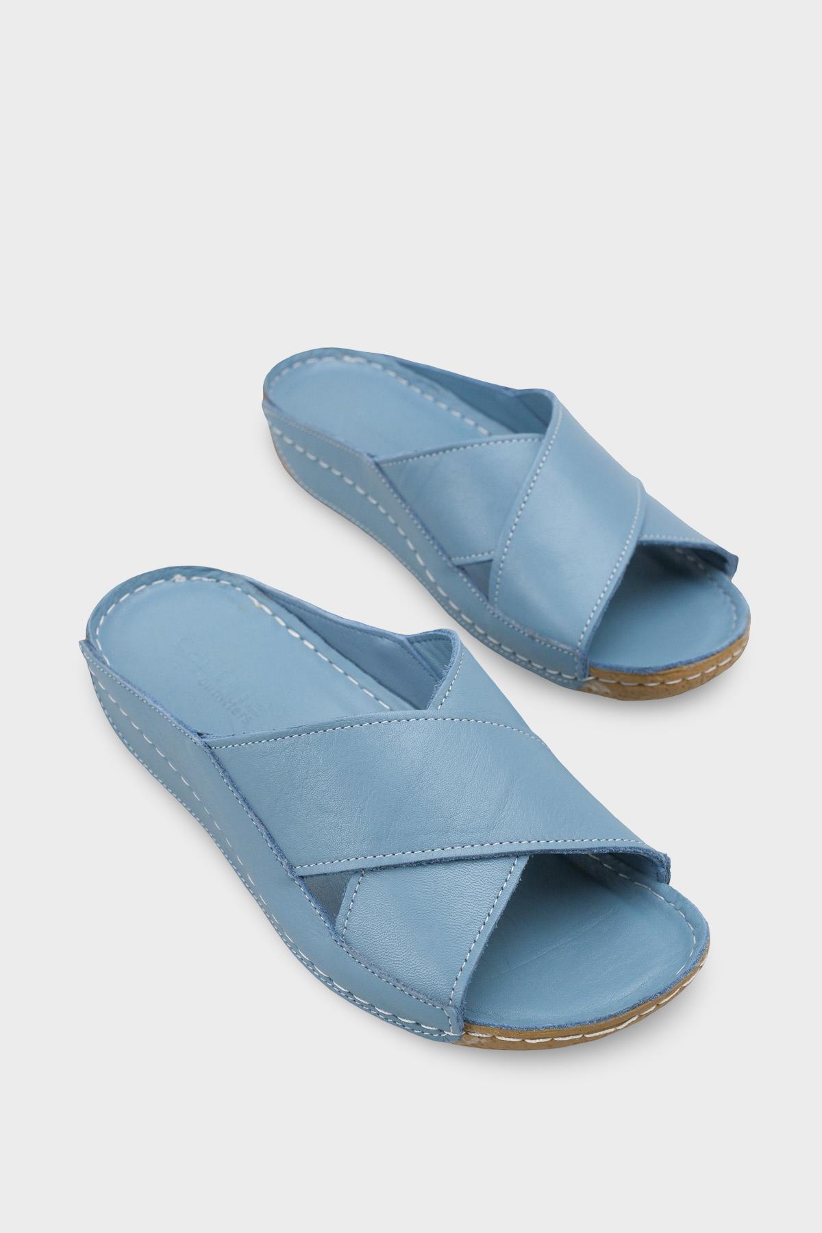 Capone Sophi Genuine Leather Soft Comfort Women Denim Blue Sandal
