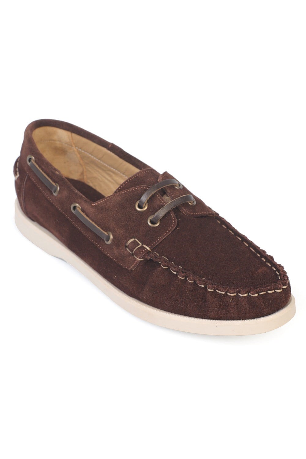 Capone Stephie Genuine Leather Suede Women Brown Boat Shoe Loafer