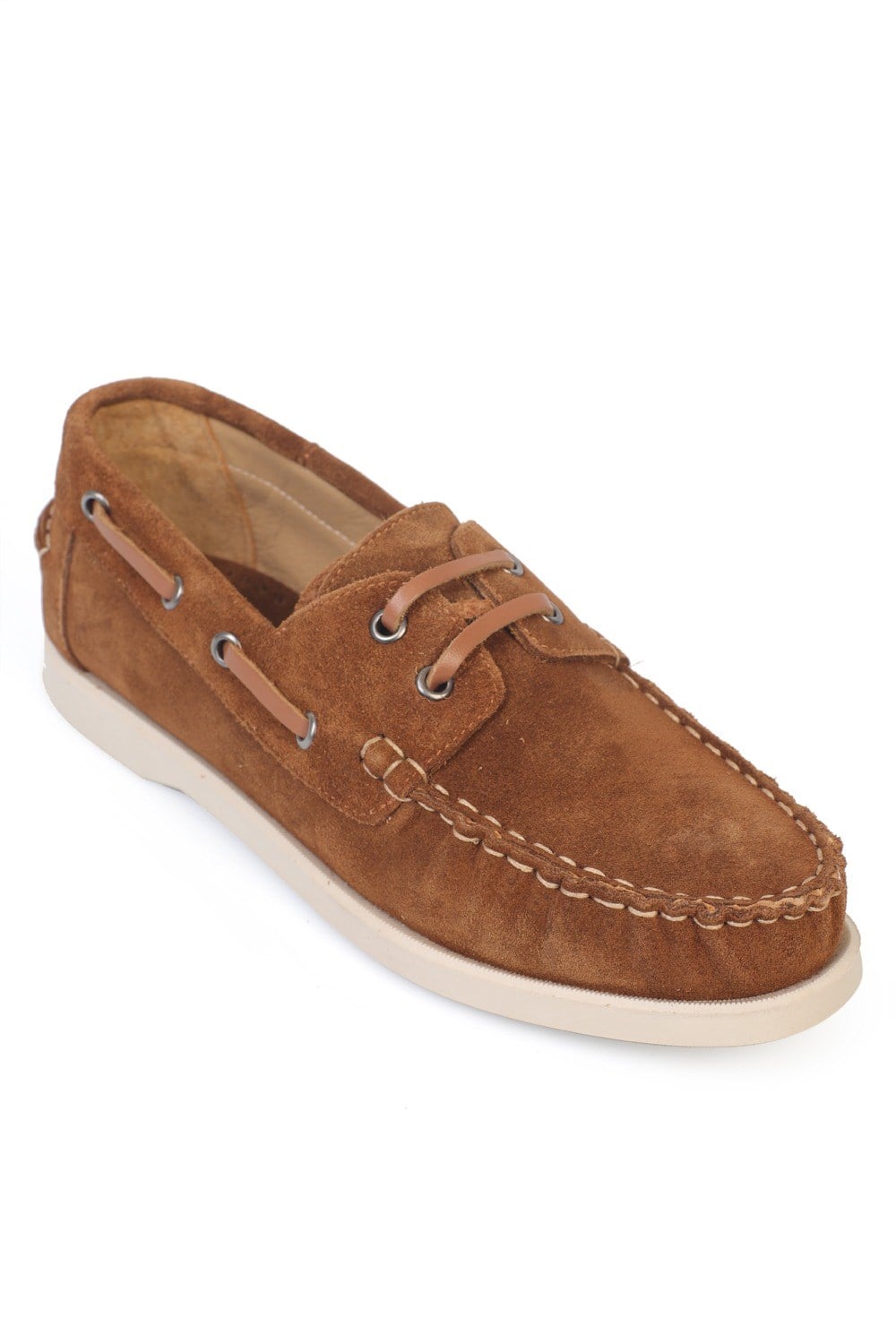 Capone Stephie Genuine Leather Suede Women Walnut Boat Shoe Loafer