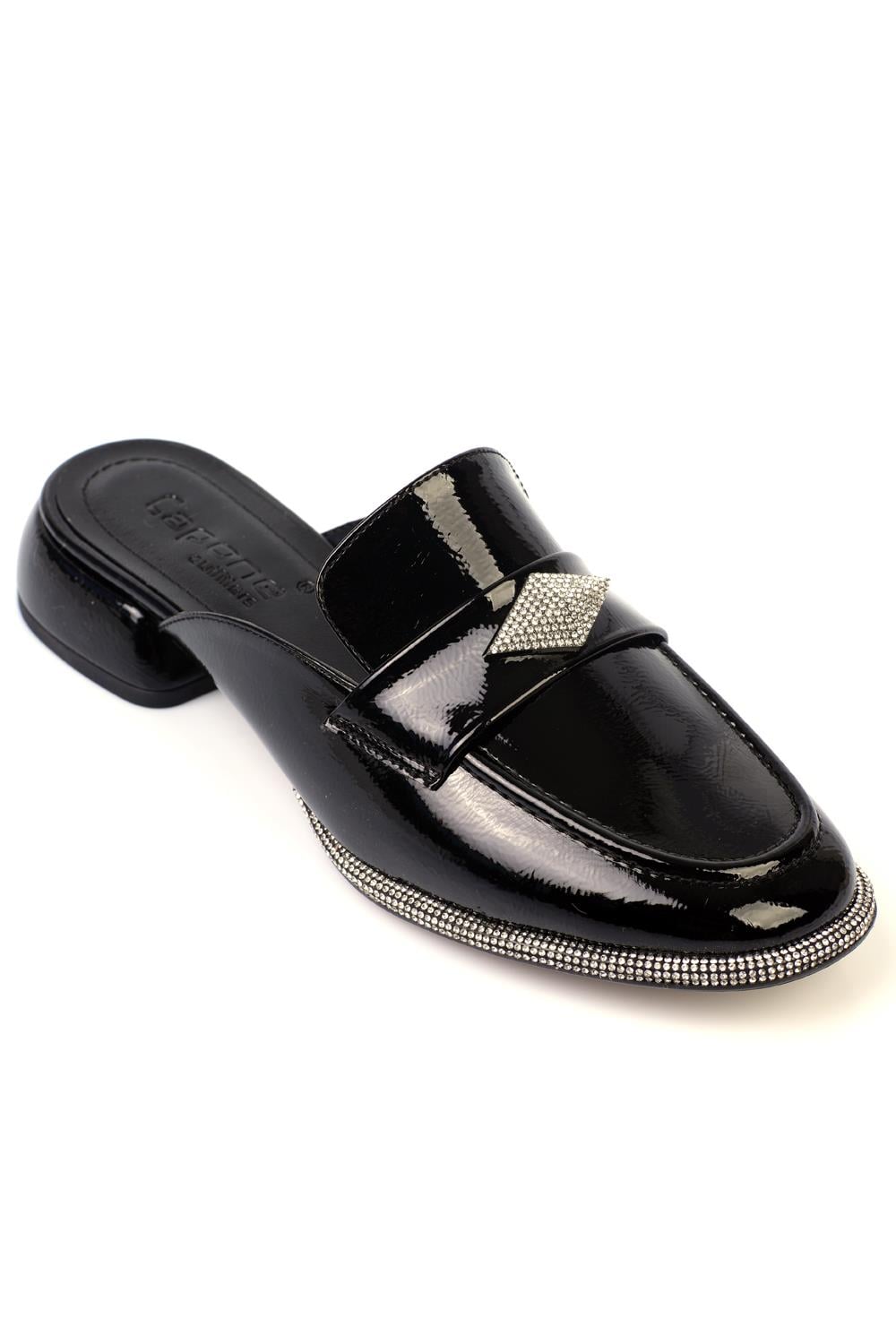 Capone Stone-Studded Closed-Toe Women Black Sandals